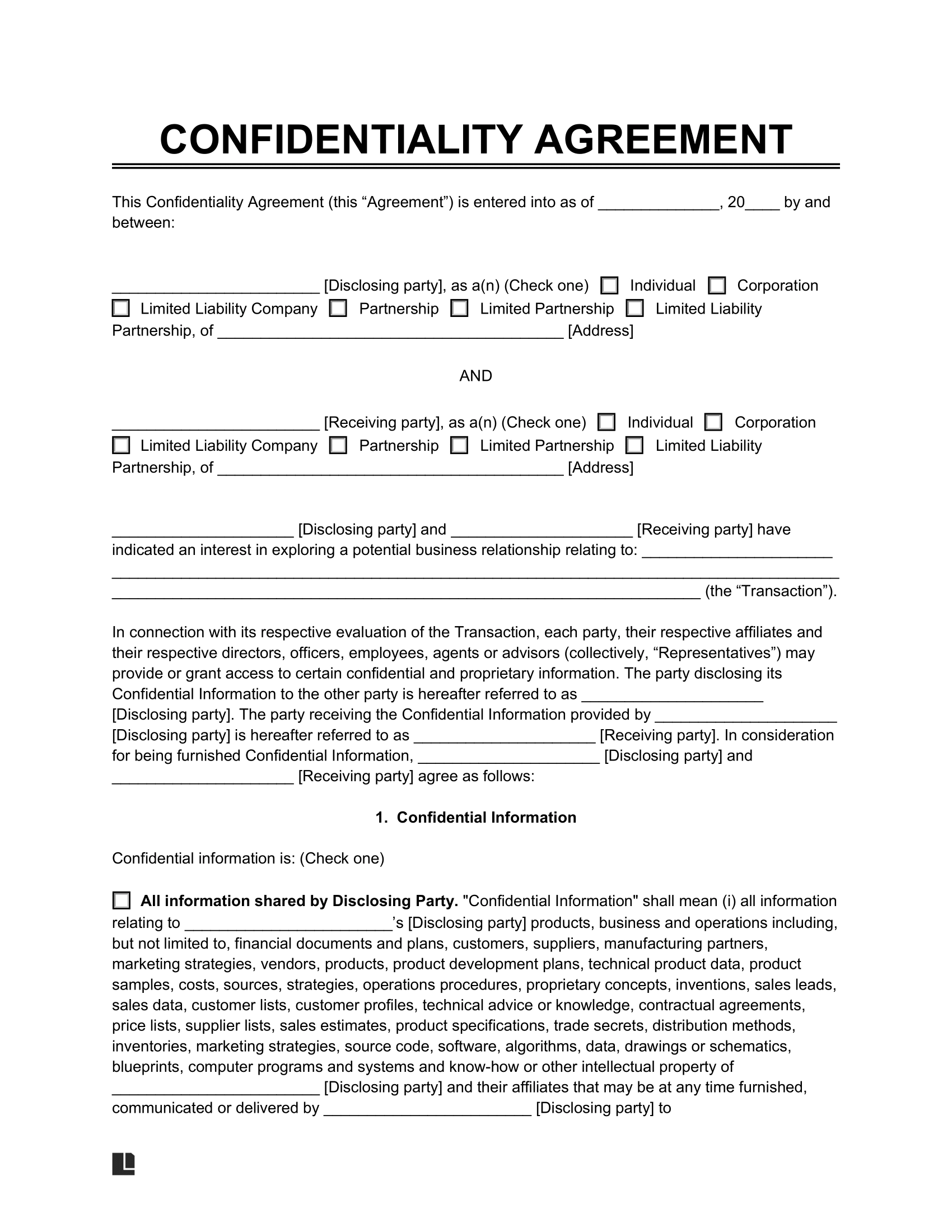Free Confidentiality Agreement Template PDF amp Word
