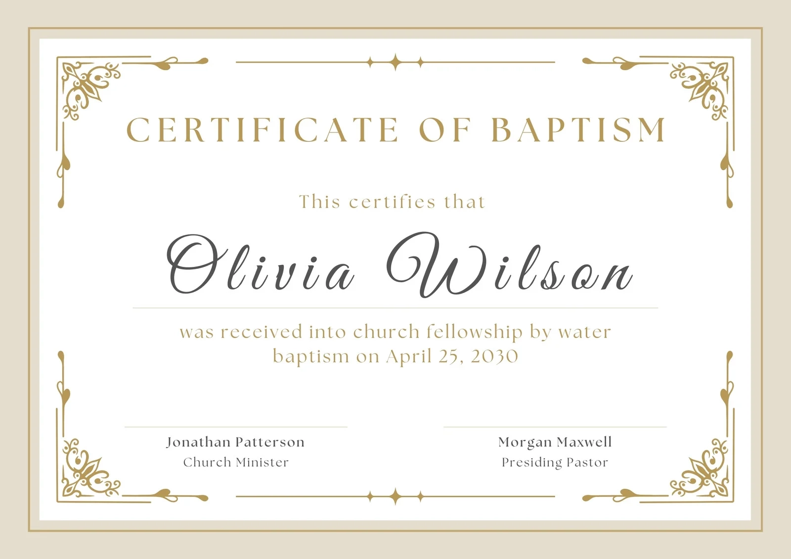 Free Custom Printable Baptismal Certificate Templates Canva