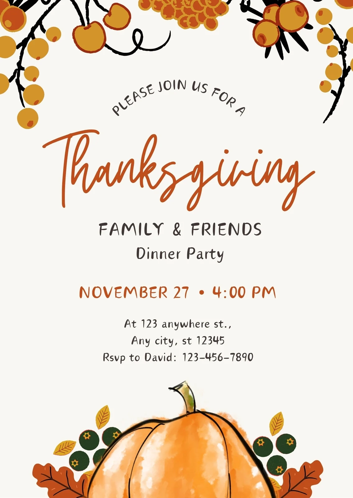 Free Custom Printable Thanksgiving Invitation Templates Canva