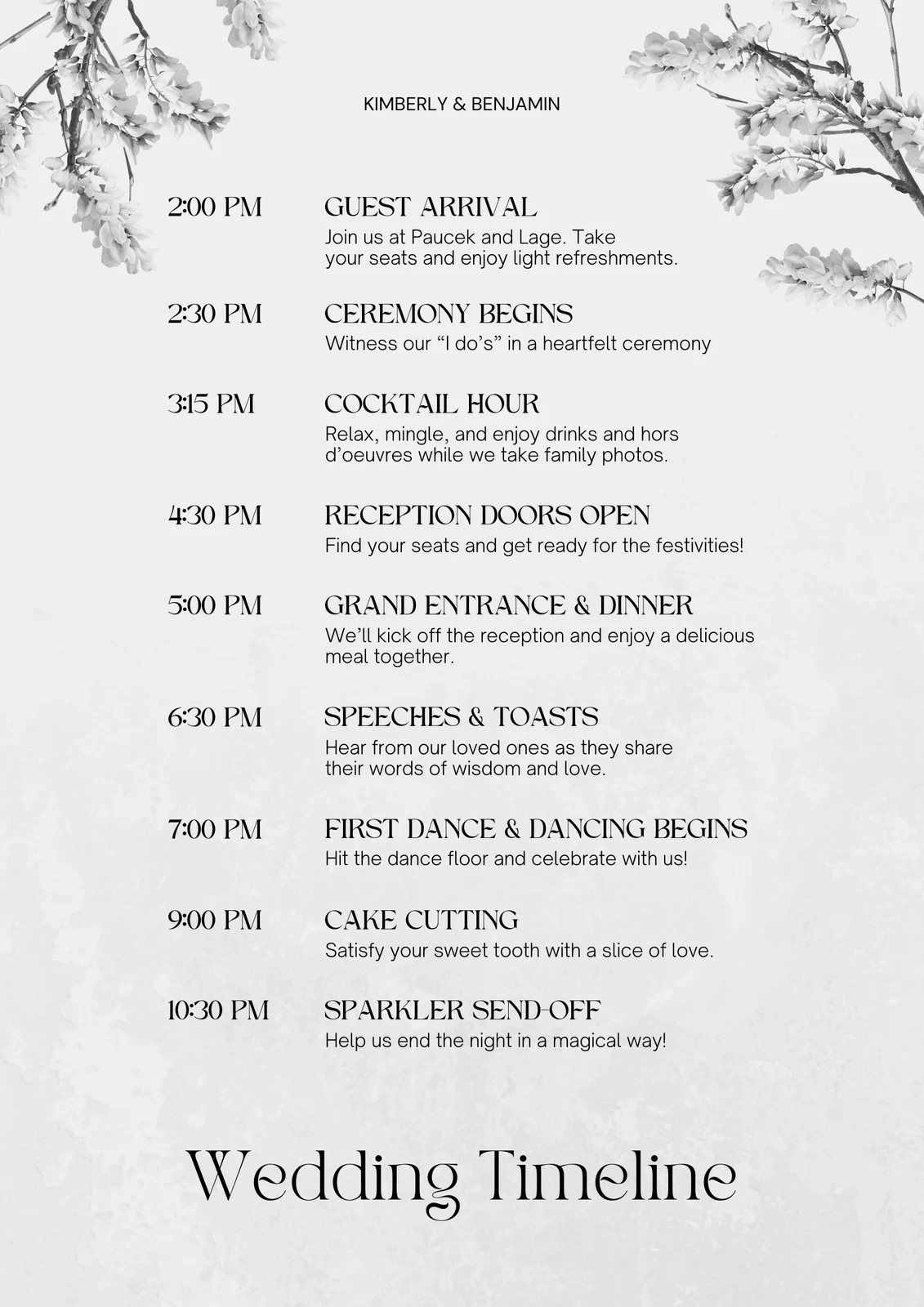 Free Custom Printable Wedding Timeline Planner Templates Canva