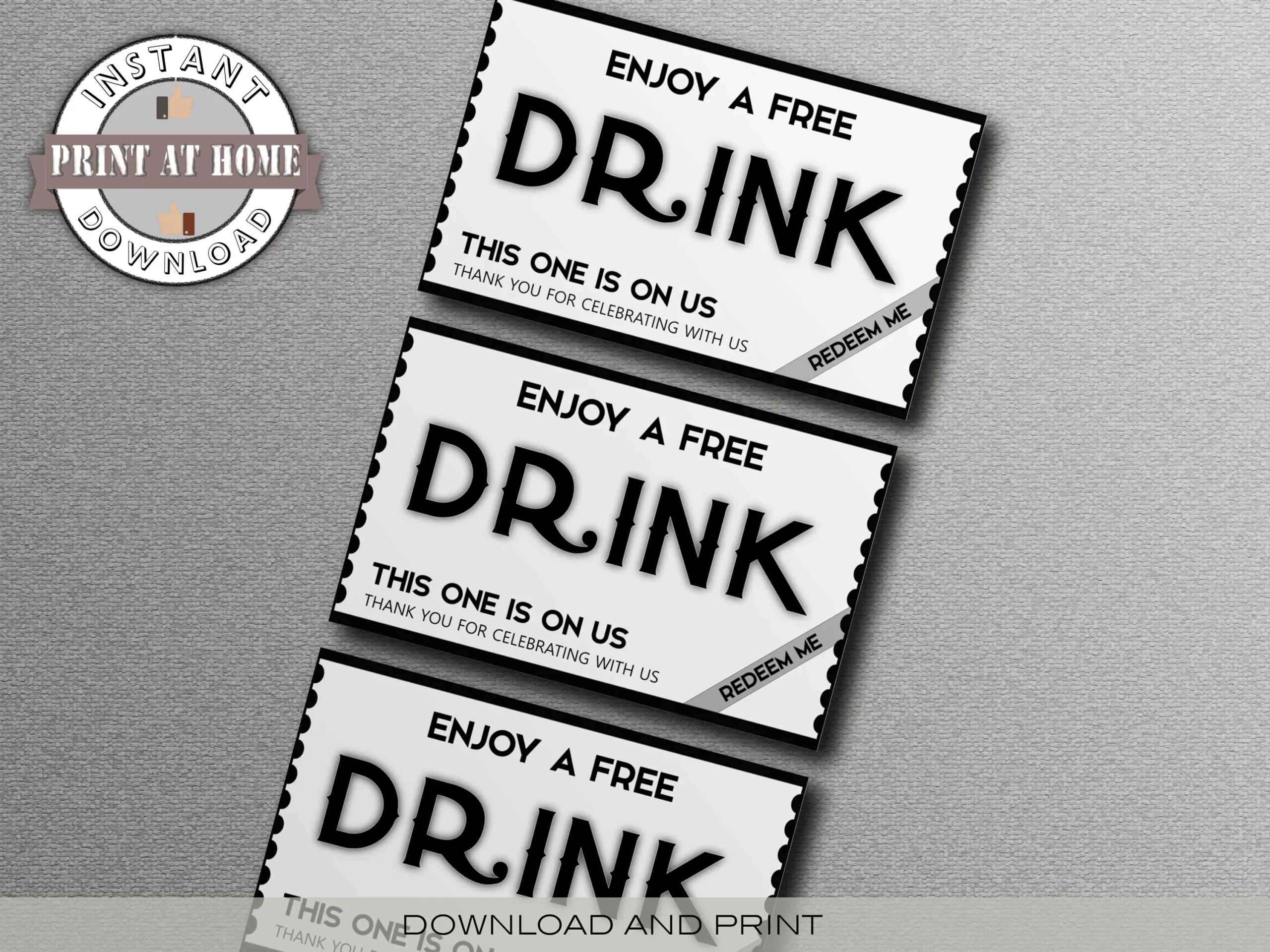 FREE DRINK Tickets Druckbar Ereignisticket 