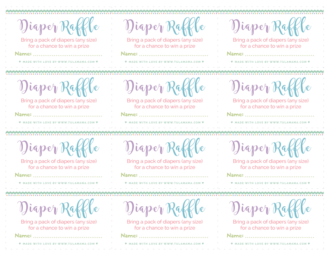 Free Printable Diaper Raffle Ticket Template