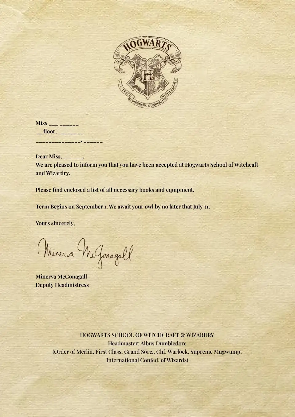 Free Hogwarts Invitation Template For Google Docs