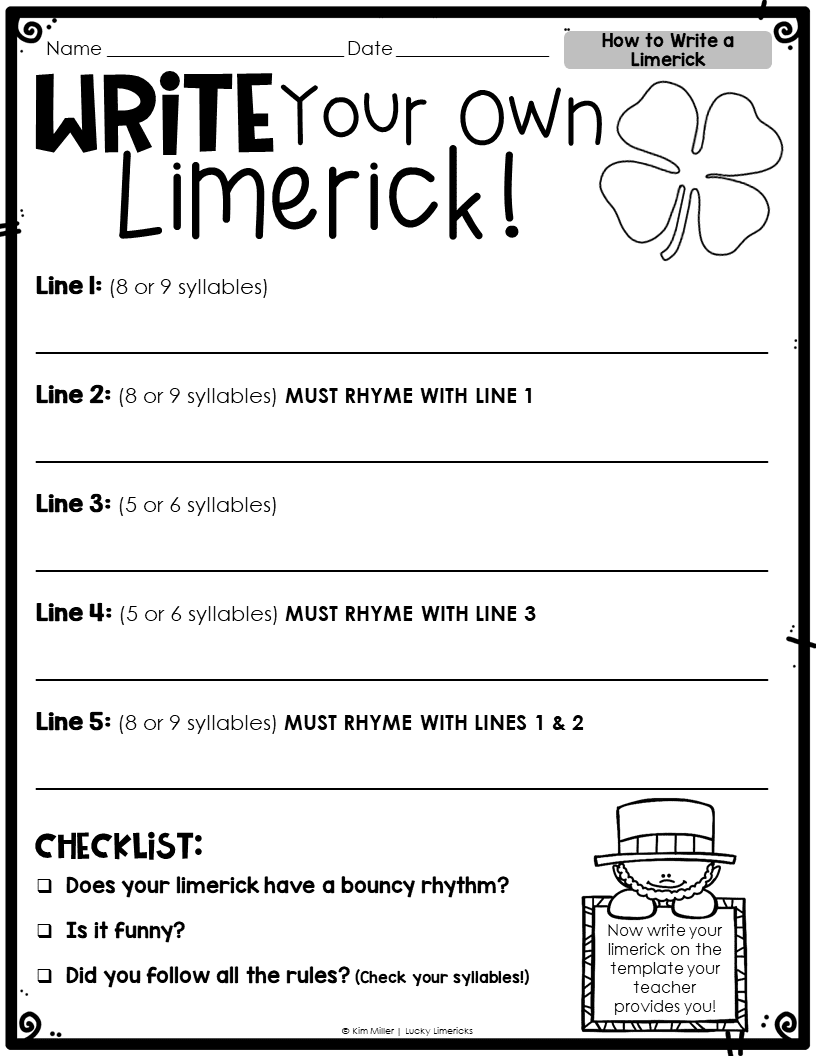 Free How To Write A Limerick Worksheet Download Free How To Write