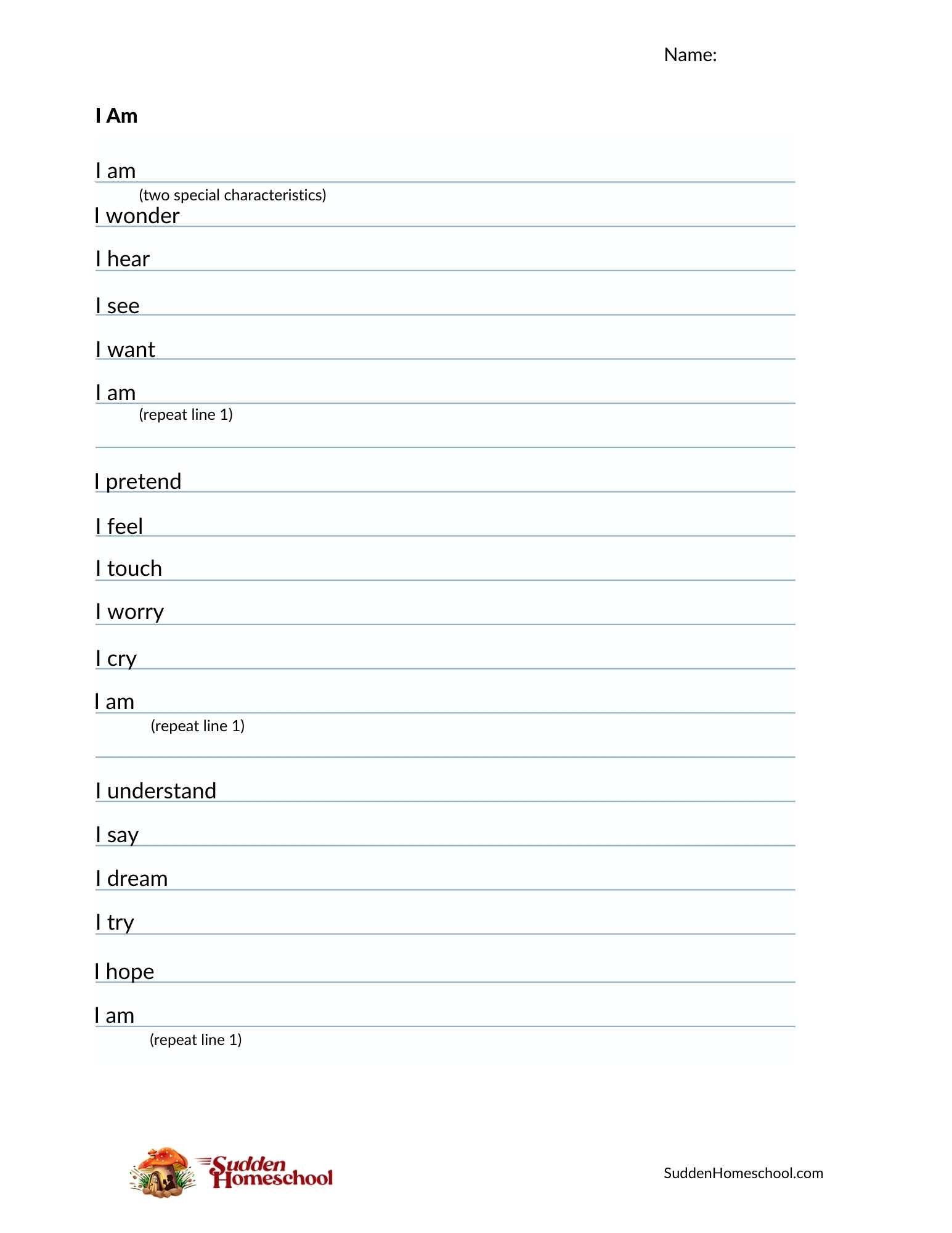 I Am Poem Template Printable I Am Poem Template Printable
