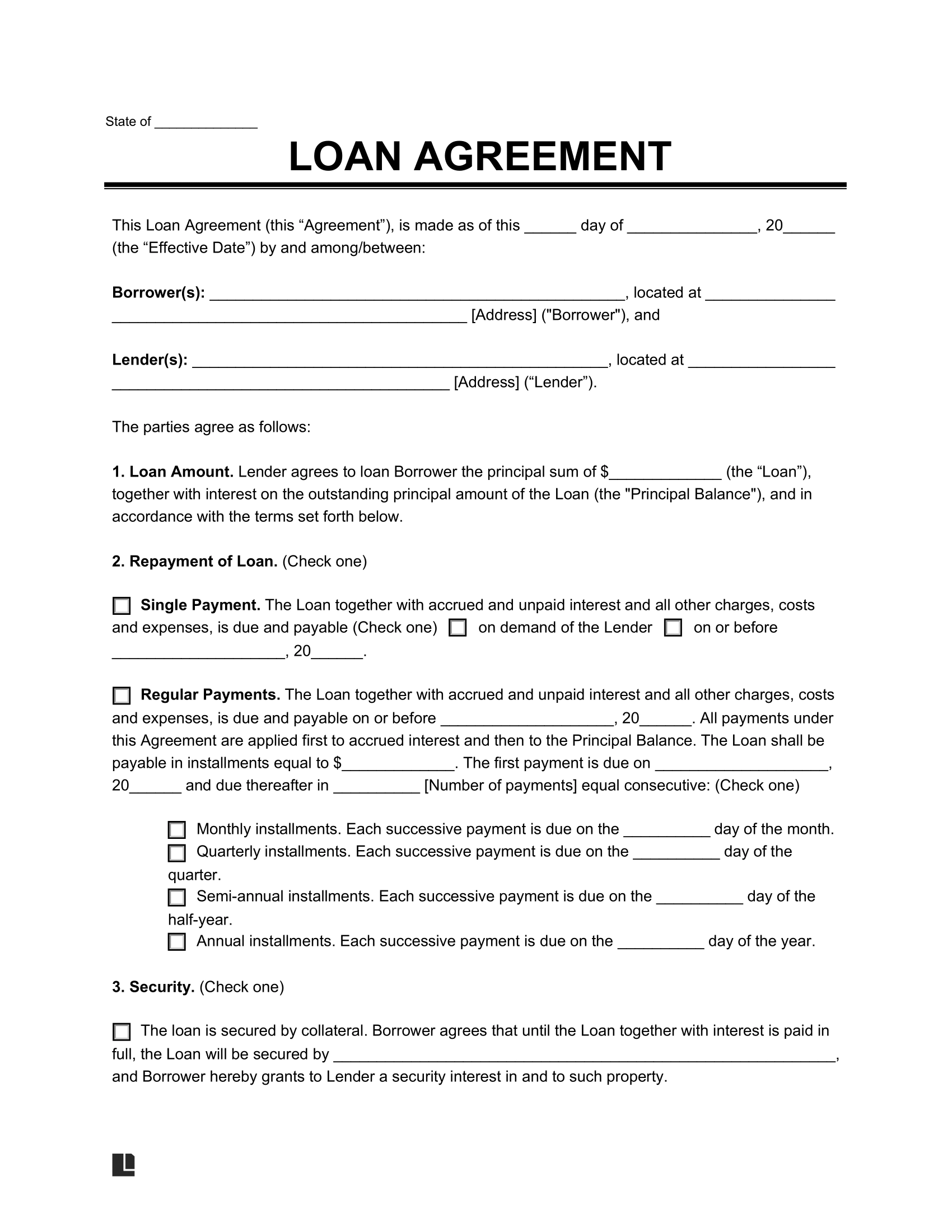 Free Loan Agreement Template PDF amp Word