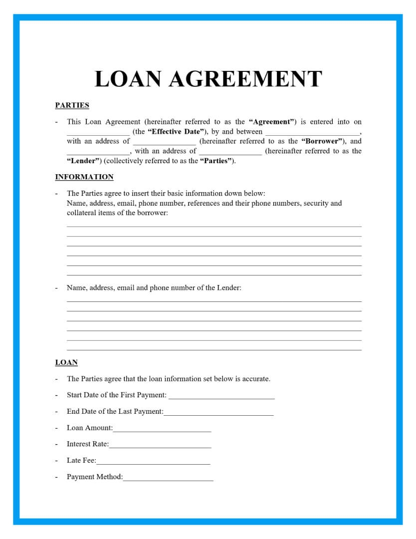 Printable Loan Agreement Template