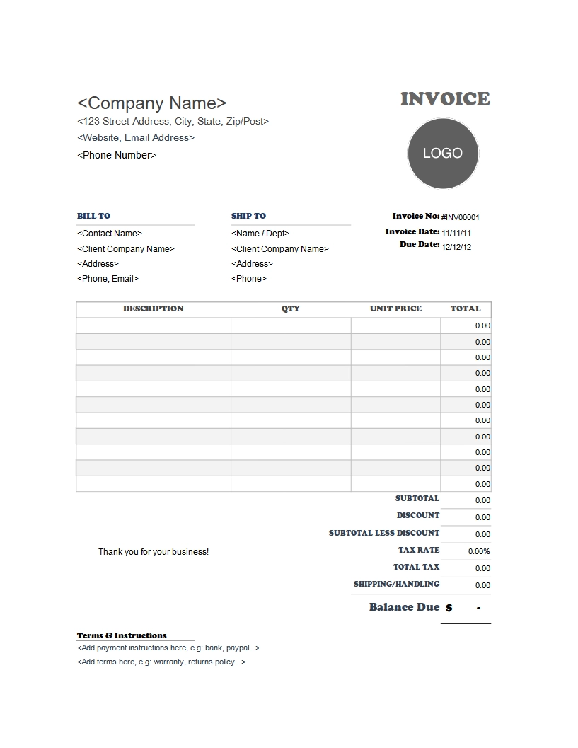 Printable Invoice Template Word Printable Invoice Template Word