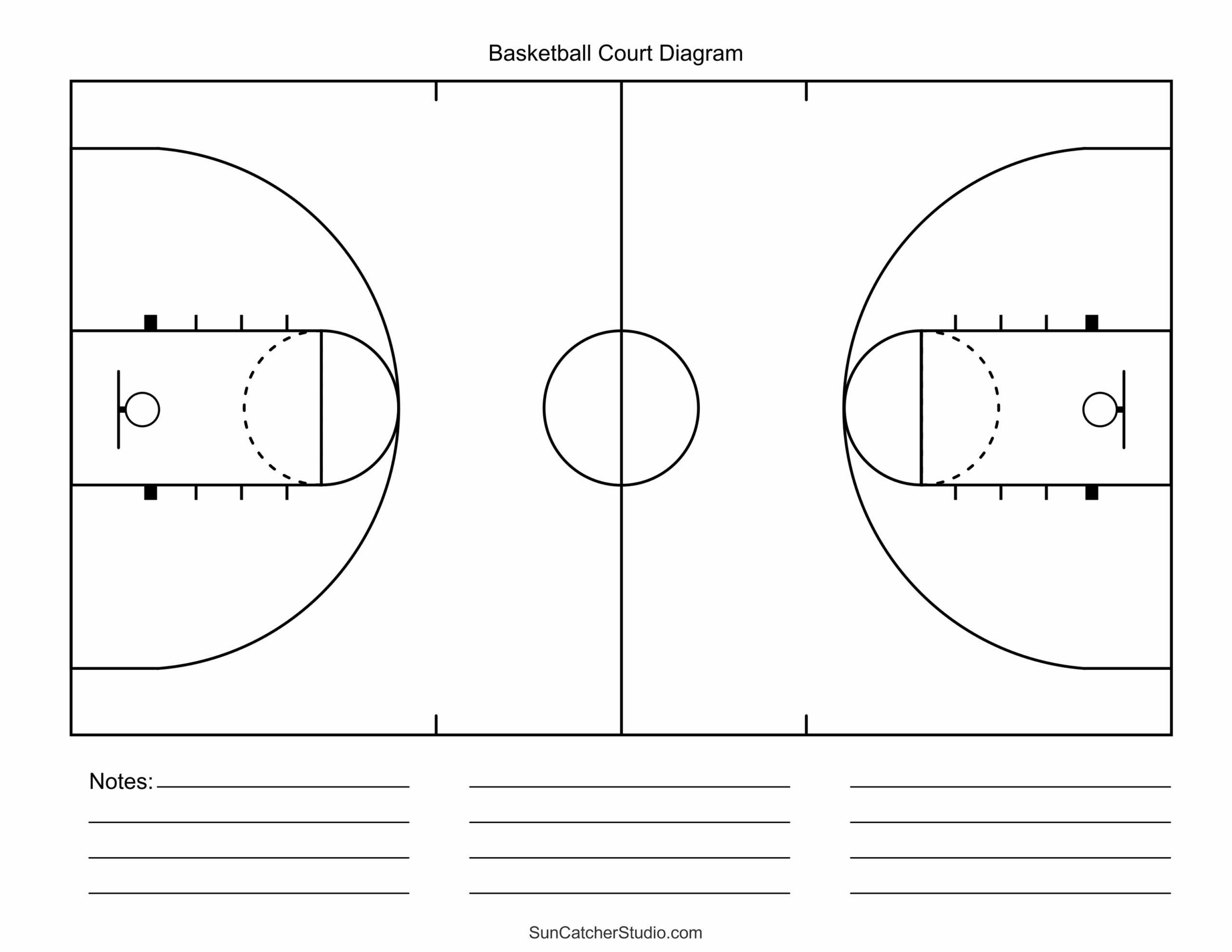 Free Printable Basketball Court Diagrams amp Layout Free