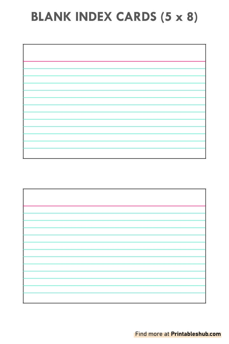 Free Printable Blank Index Cards 5 X 8 Template PDF