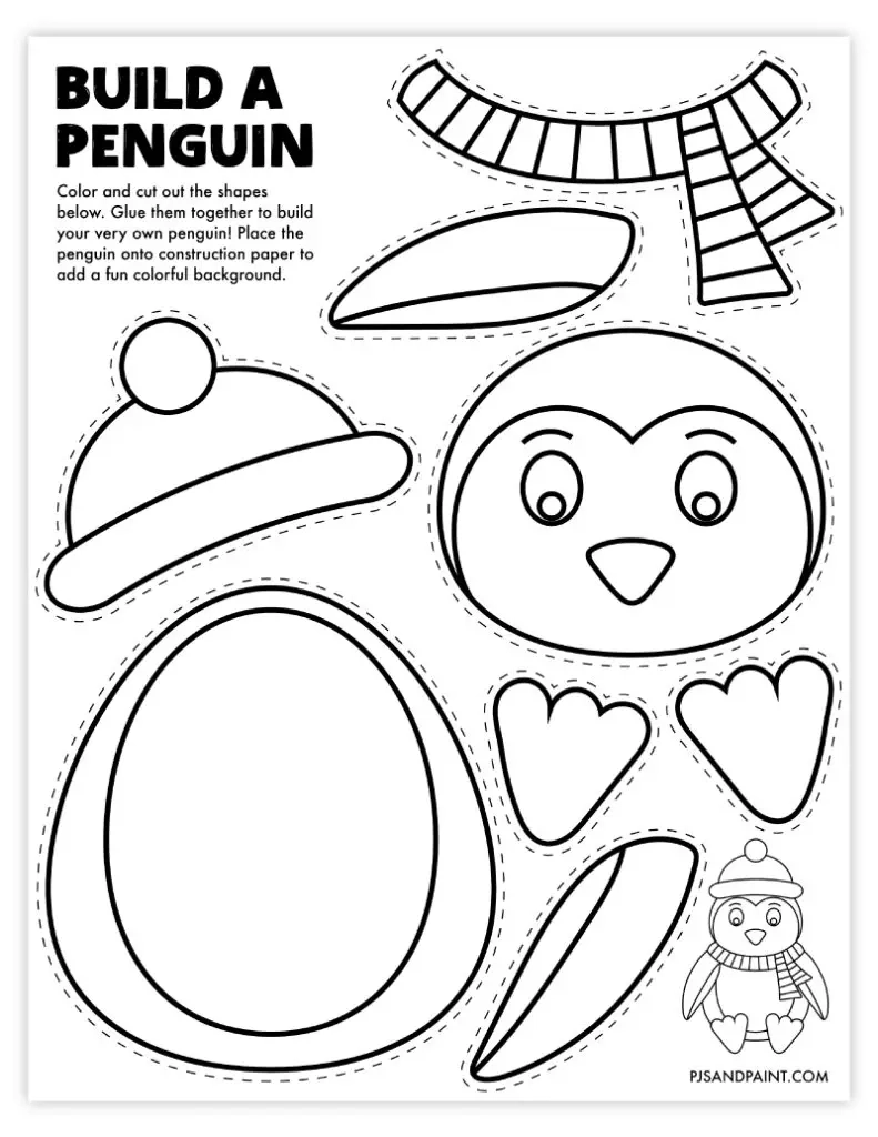 Free Printable Build A Penguin Craft Pjs And Paint