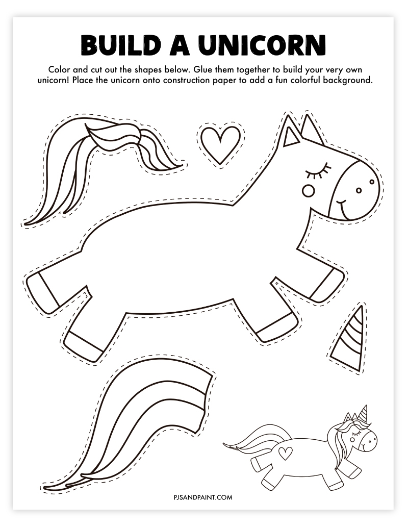 Free Printable Build A Unicorn Craft Pjs And Paint