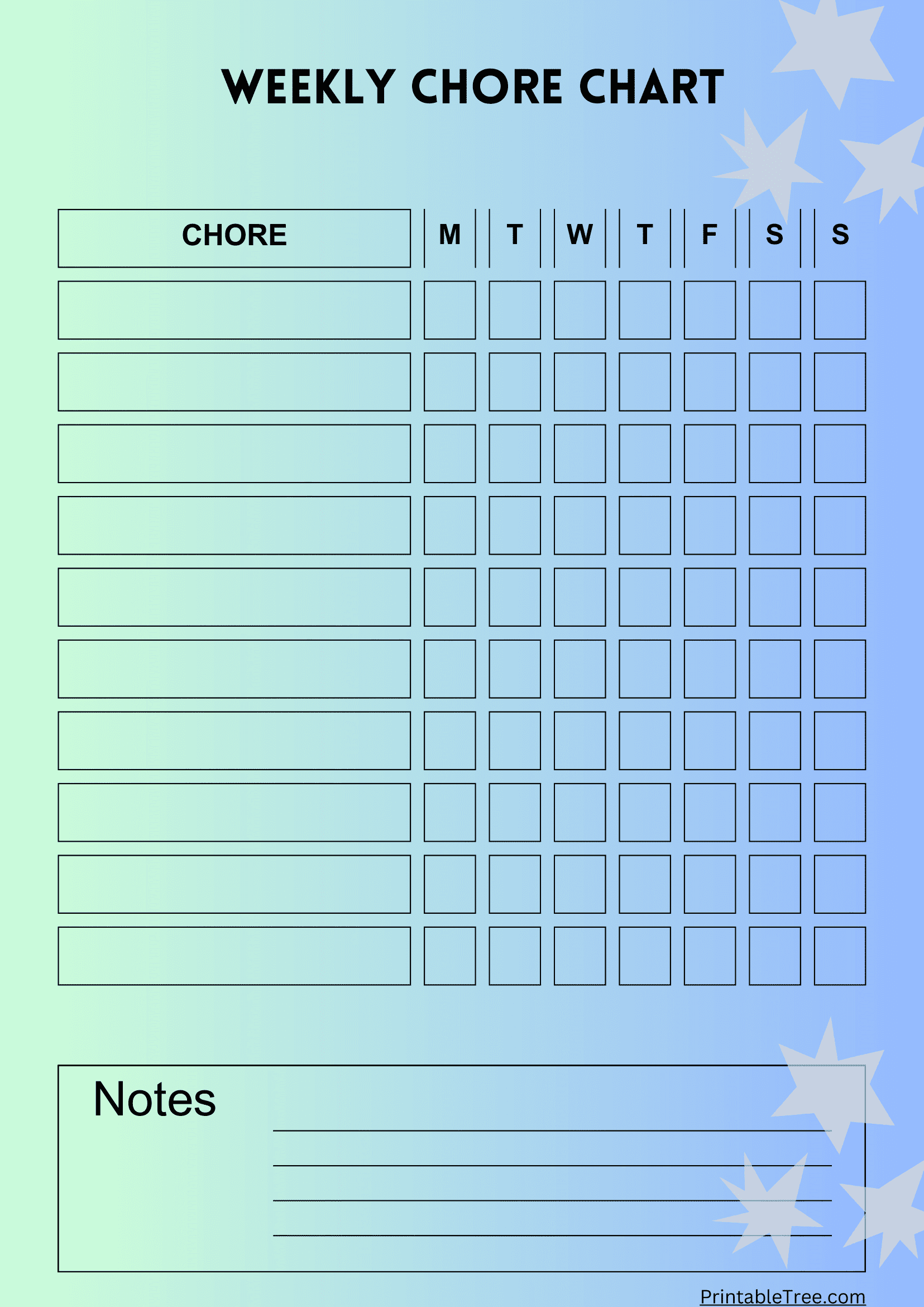 Printable Chore List Template