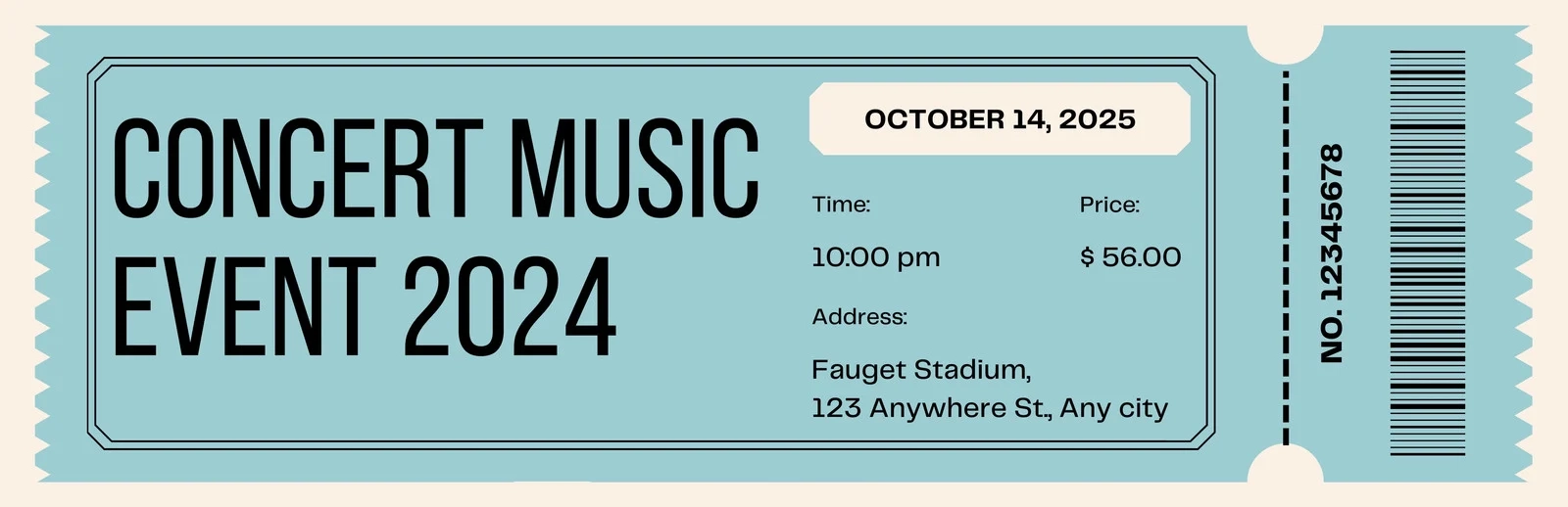 Free Printable Customizable Concert Ticket Templates Canva