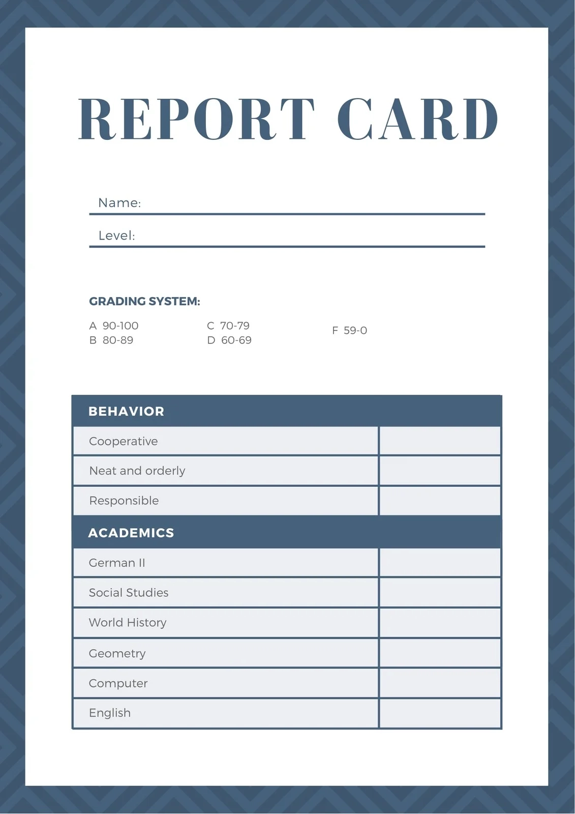 Free Printable Report Card Template