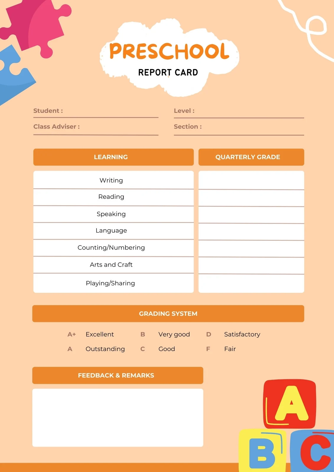 Free Printable Customizable Report Card Templates Canva