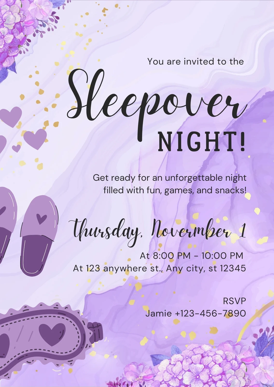 Free Printable Customizable Sleepover Invitation Templates Canva