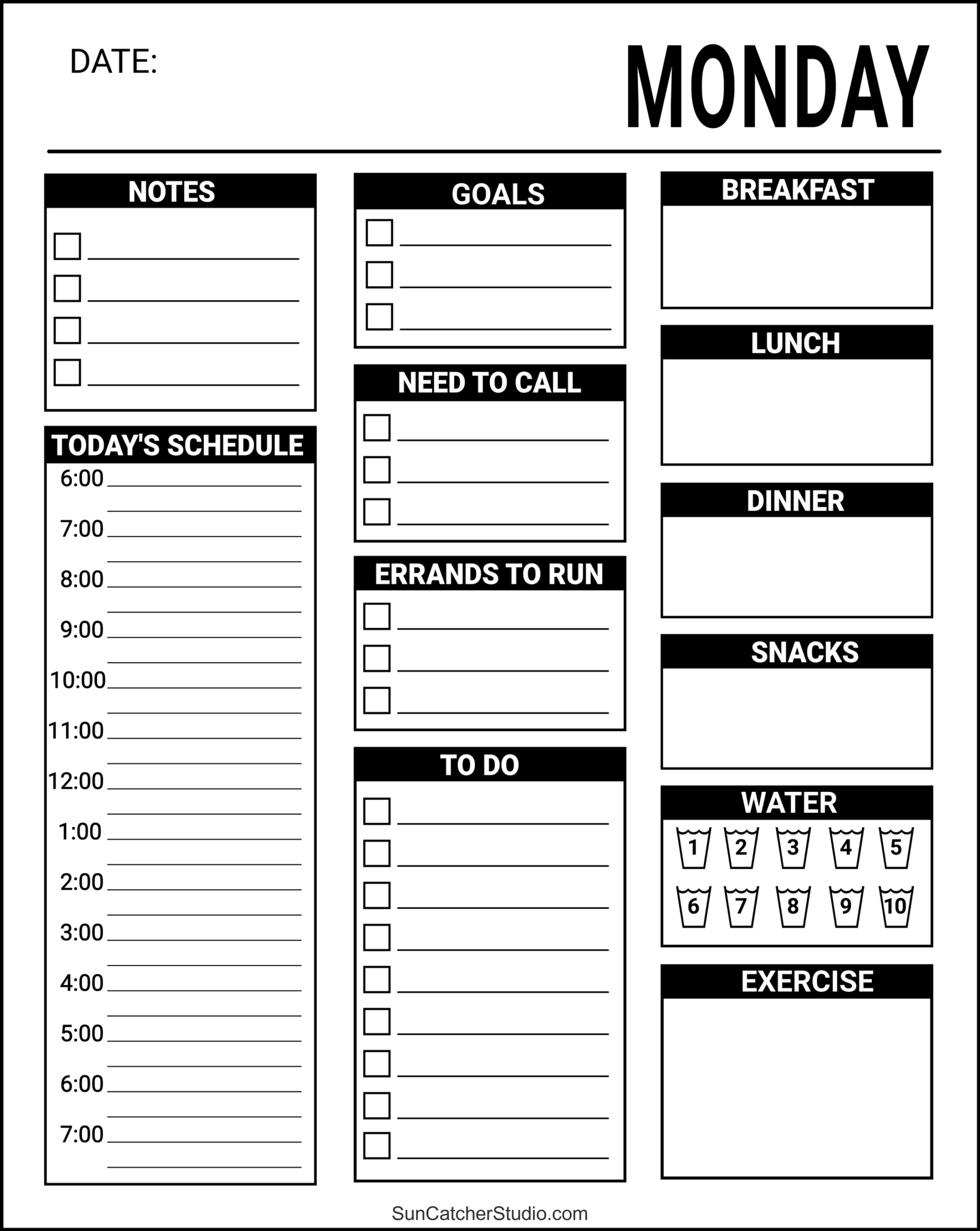 Printable Daily Work Planner Template