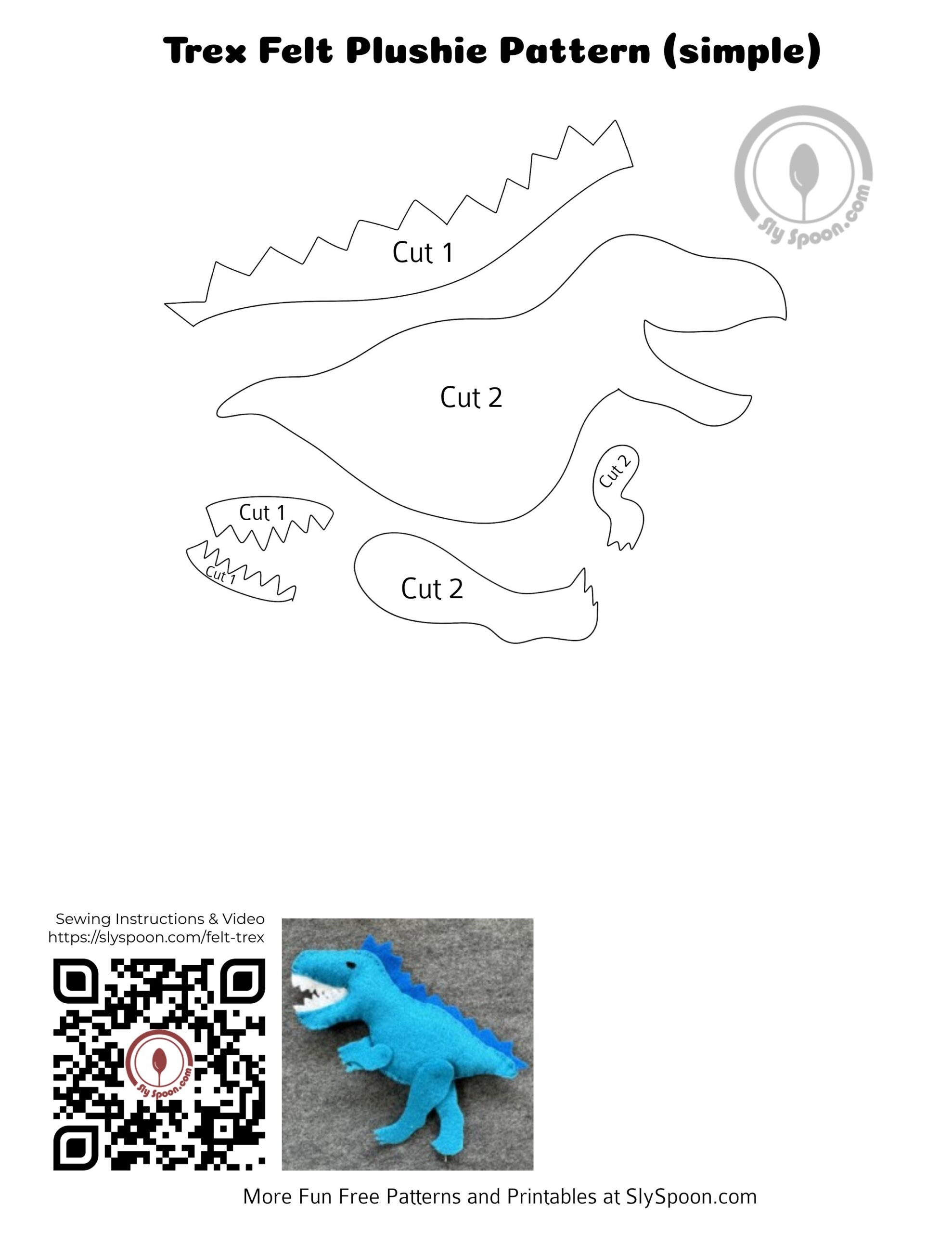 Template Free Printable Dinosaur Sewing Patterns