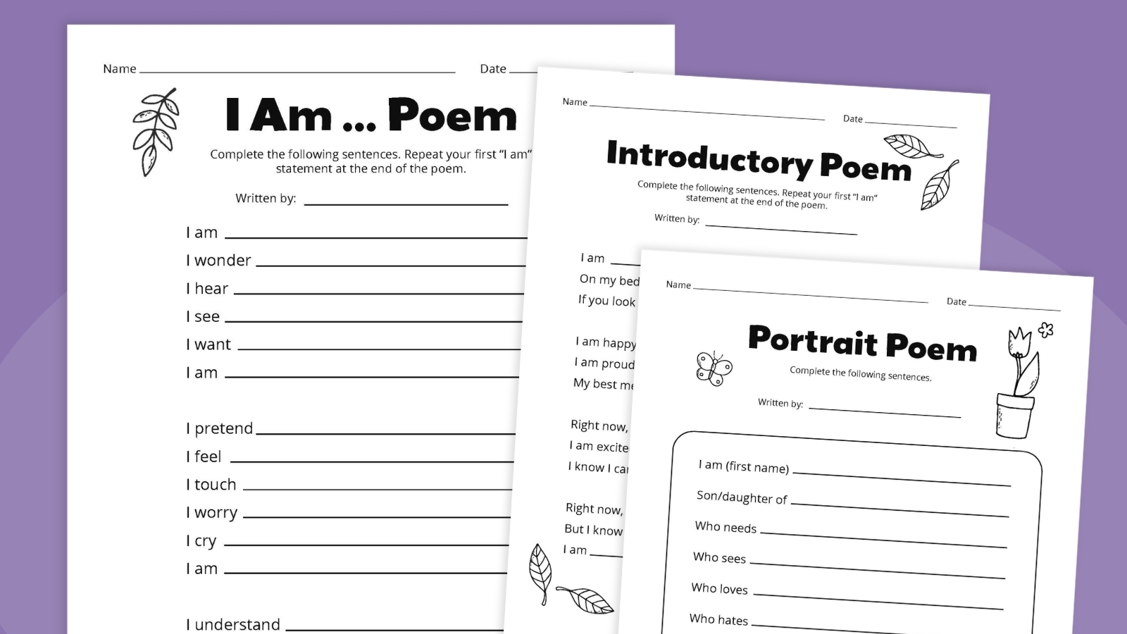 Free Printable I Am Poem Template Bundle