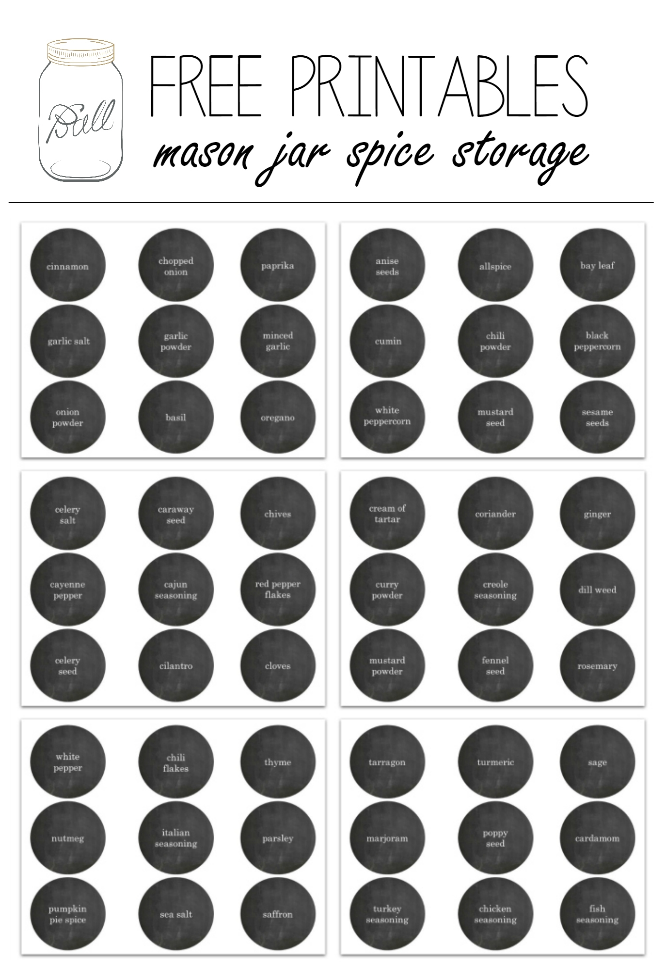 Free Printable Mason Jar Spice Jar Labels Mason Jar Crafts Love Free Printable Mason Jar Spice Jar Labels Mason Jar Crafts Love