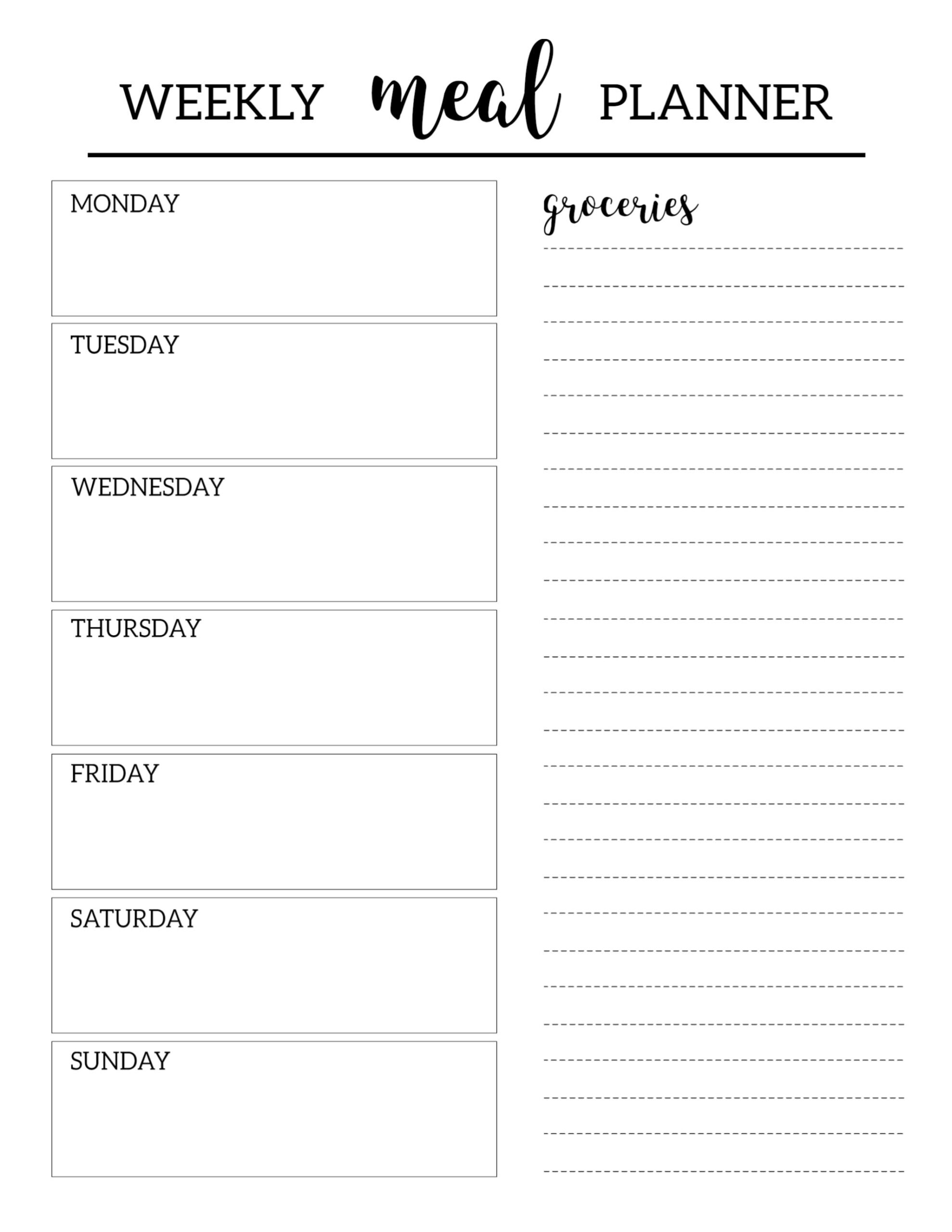 Weekly Meal Plan Template Free Printable Weekly Meal Plan Template Free Printable