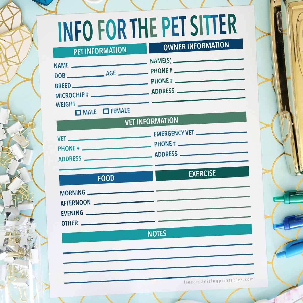 Free Printable Pet Sitter Instructions Template