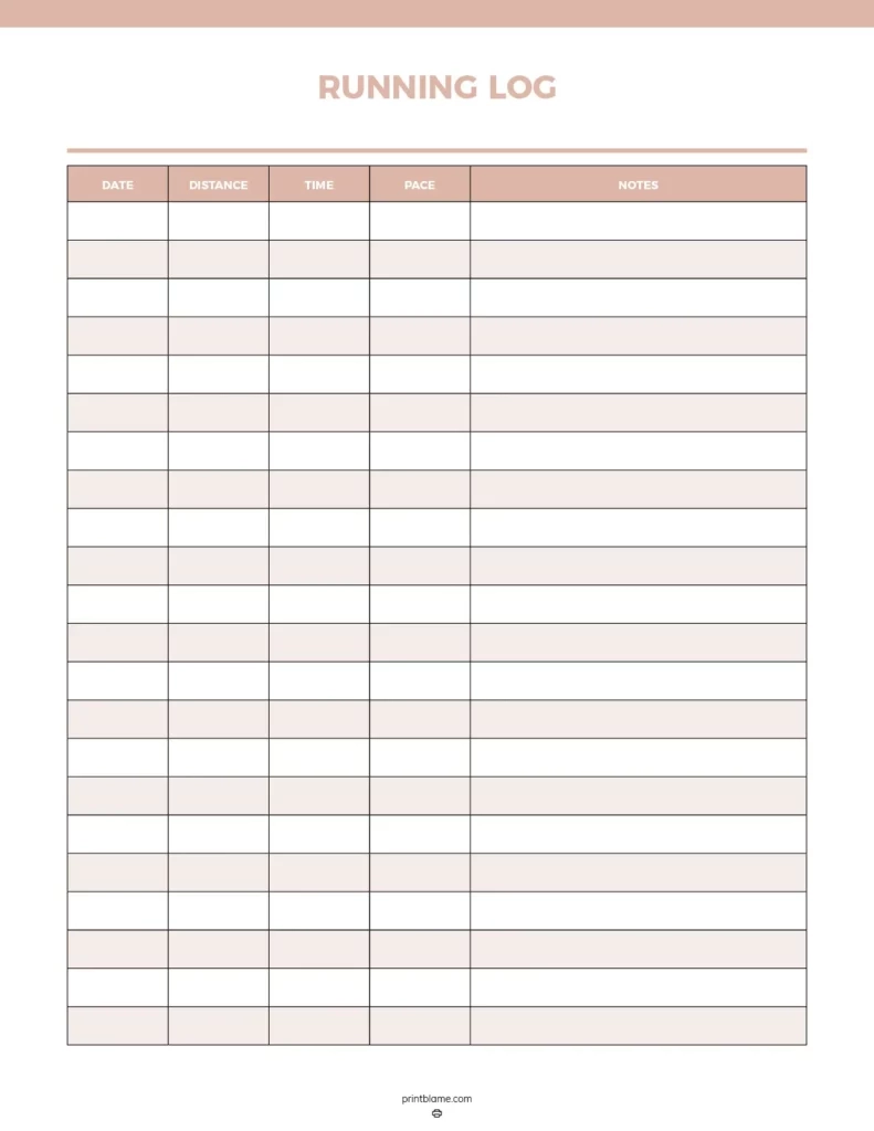 Free Printable Running Record Template