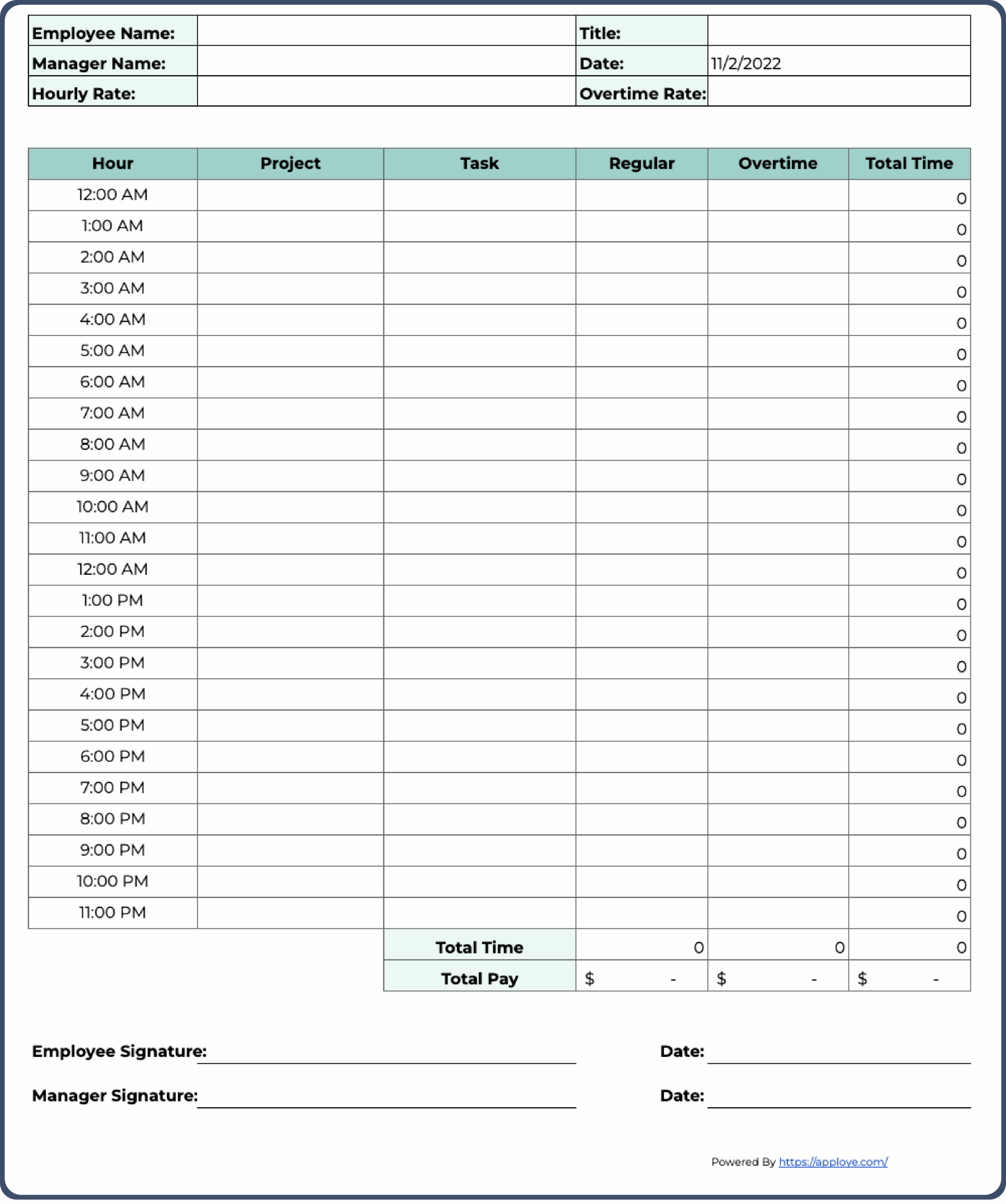 Free Printable Timesheet Templates Excel Word PDF