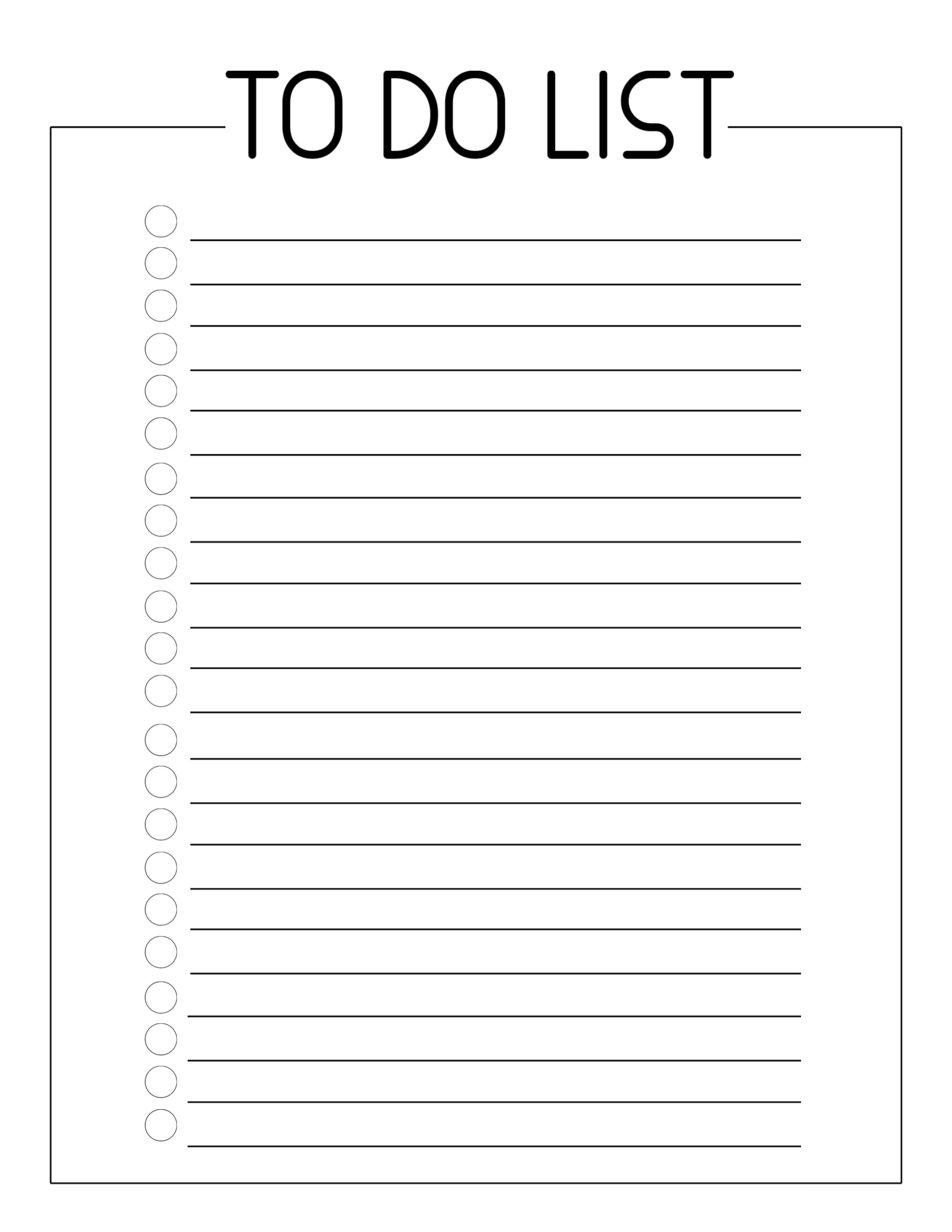 Checklist Printable Template