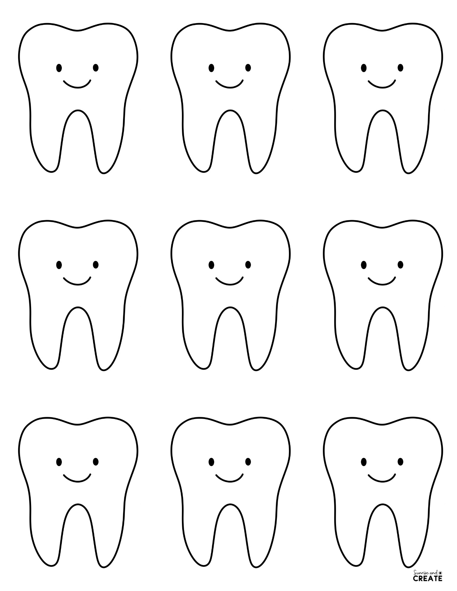 Free Printable Tooth Template Printable