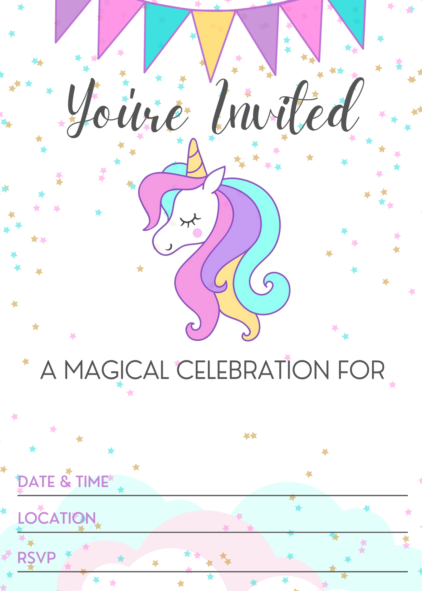 Unicorn Invitations Template Printable