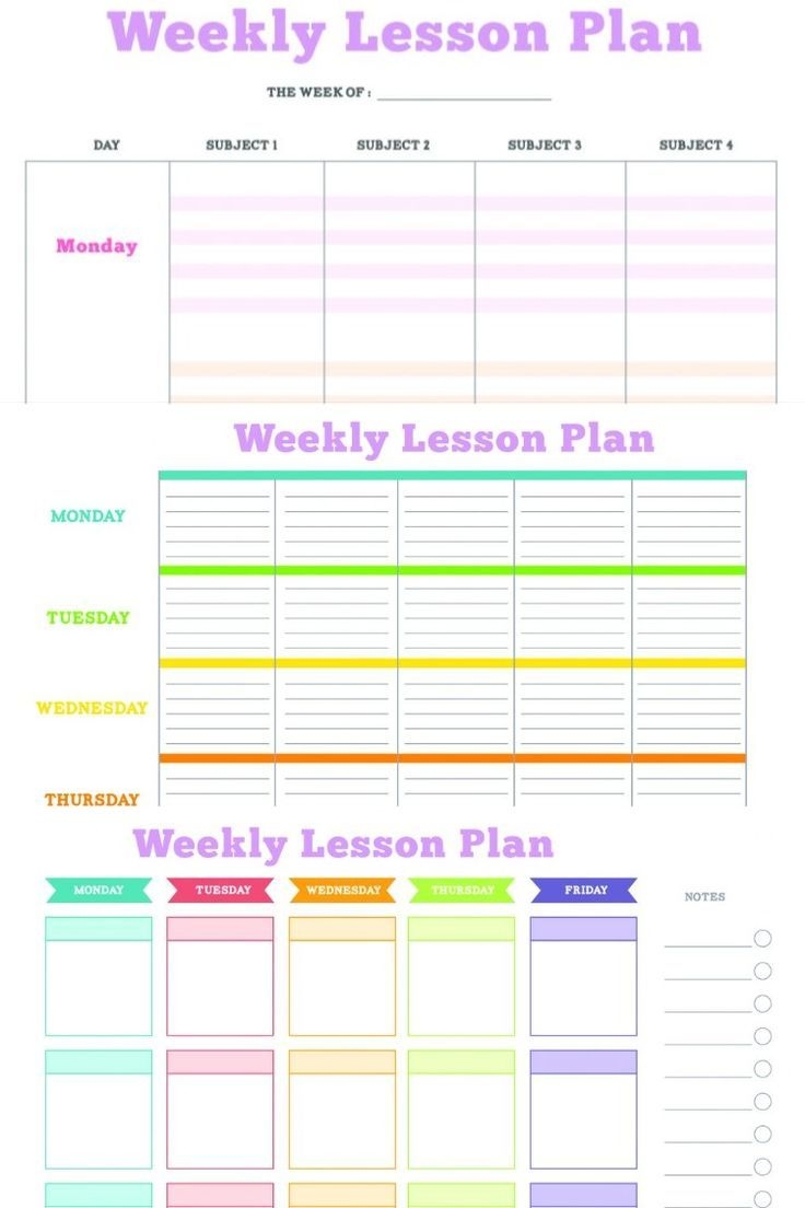 Free Printable Weekly Lesson Plans Template PDF Included One 