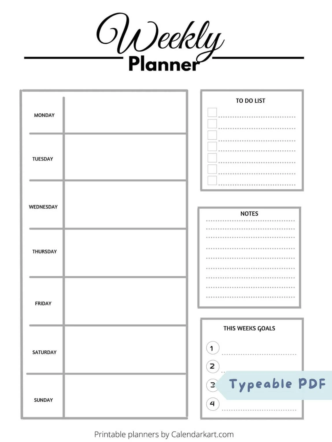 Free Printable Week At A Glance Template
