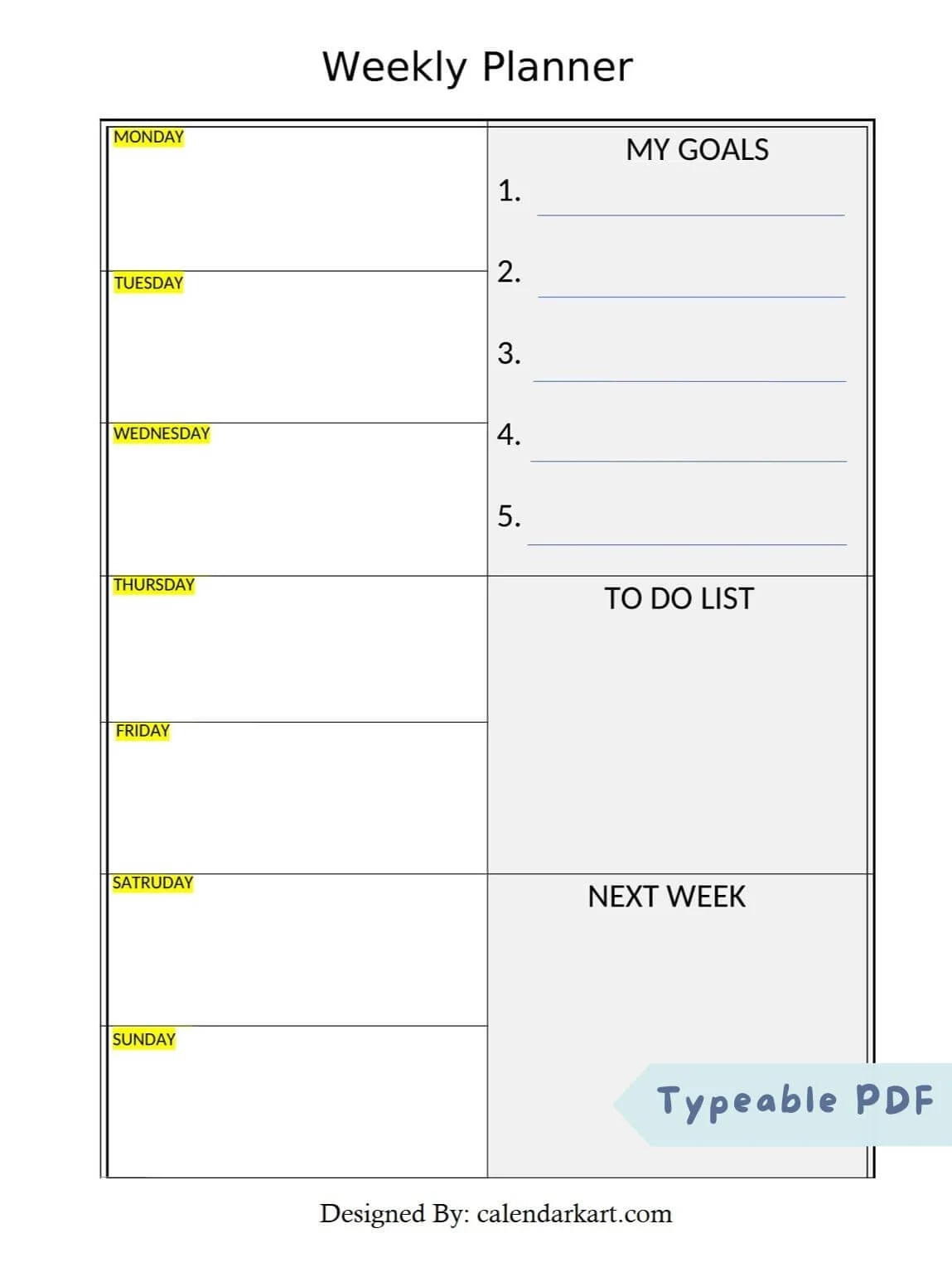 Free Printable Weekly Schedule Template