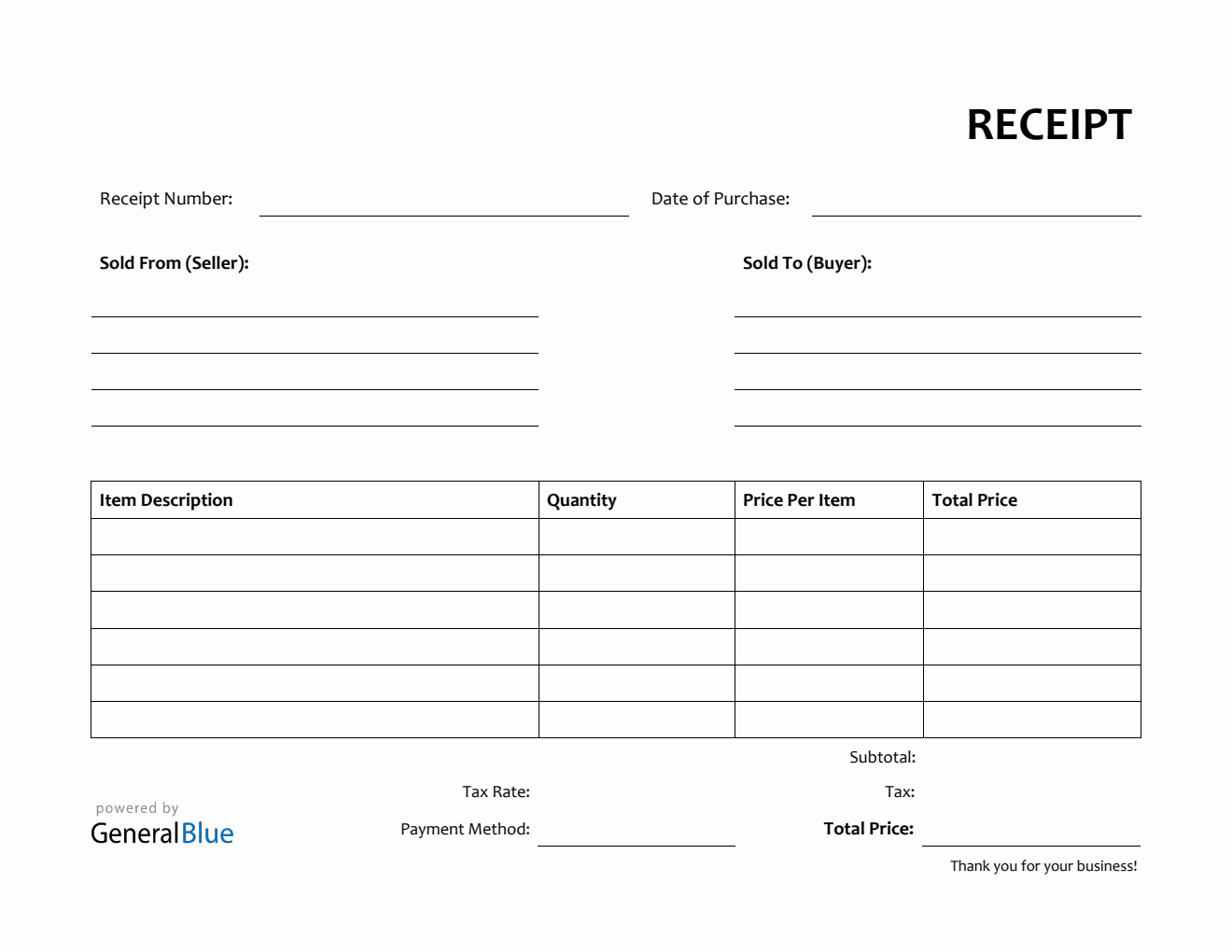 Free Printable Receipts Templates
