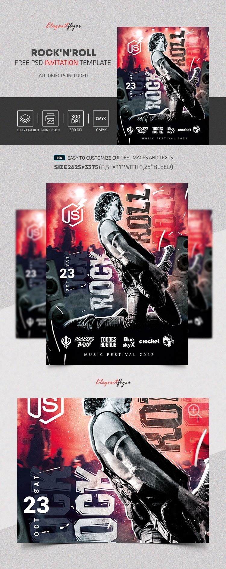 Free Rock n Roll Invitation PSD Template 10033286 By ElegantFlyer