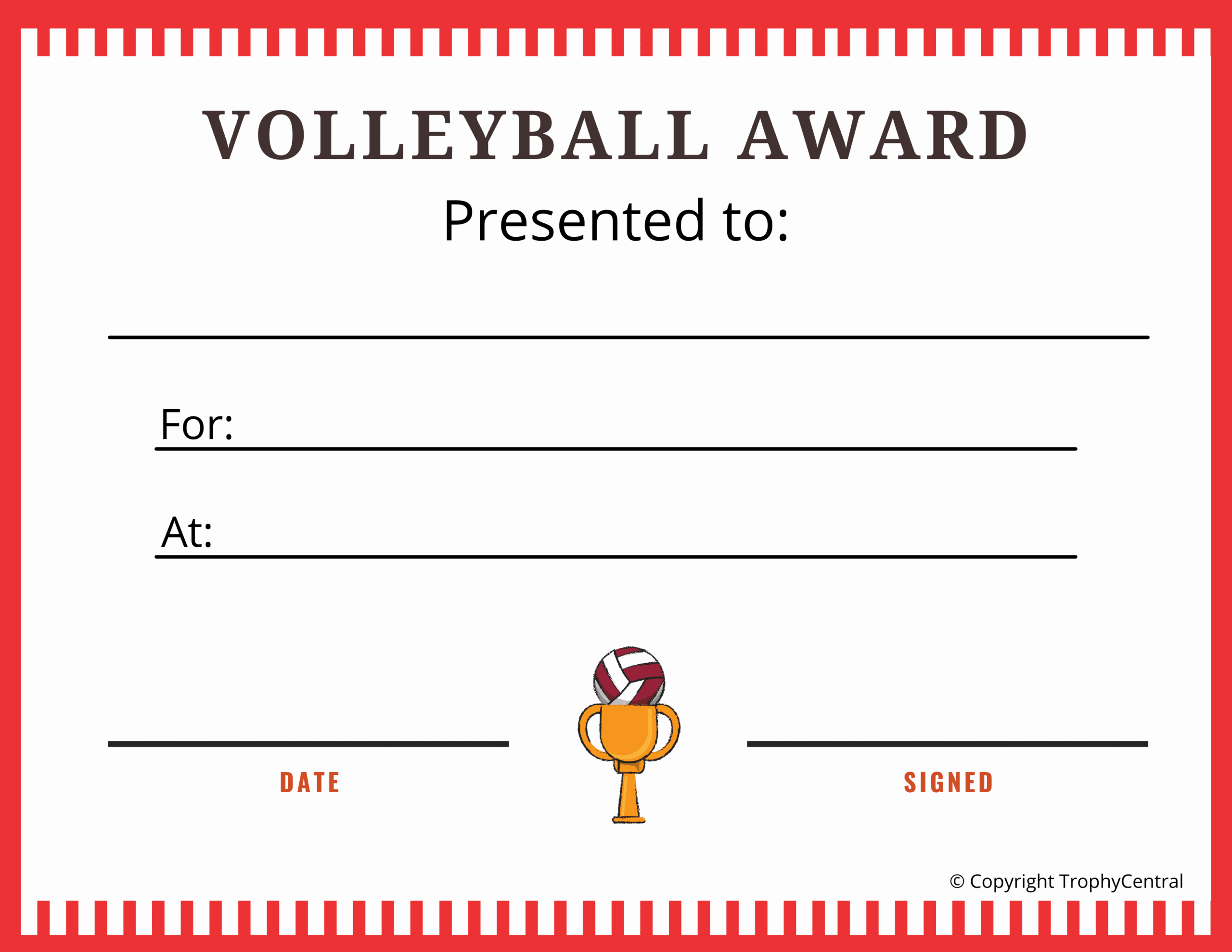 Free Volleyball Certificate Free Templates