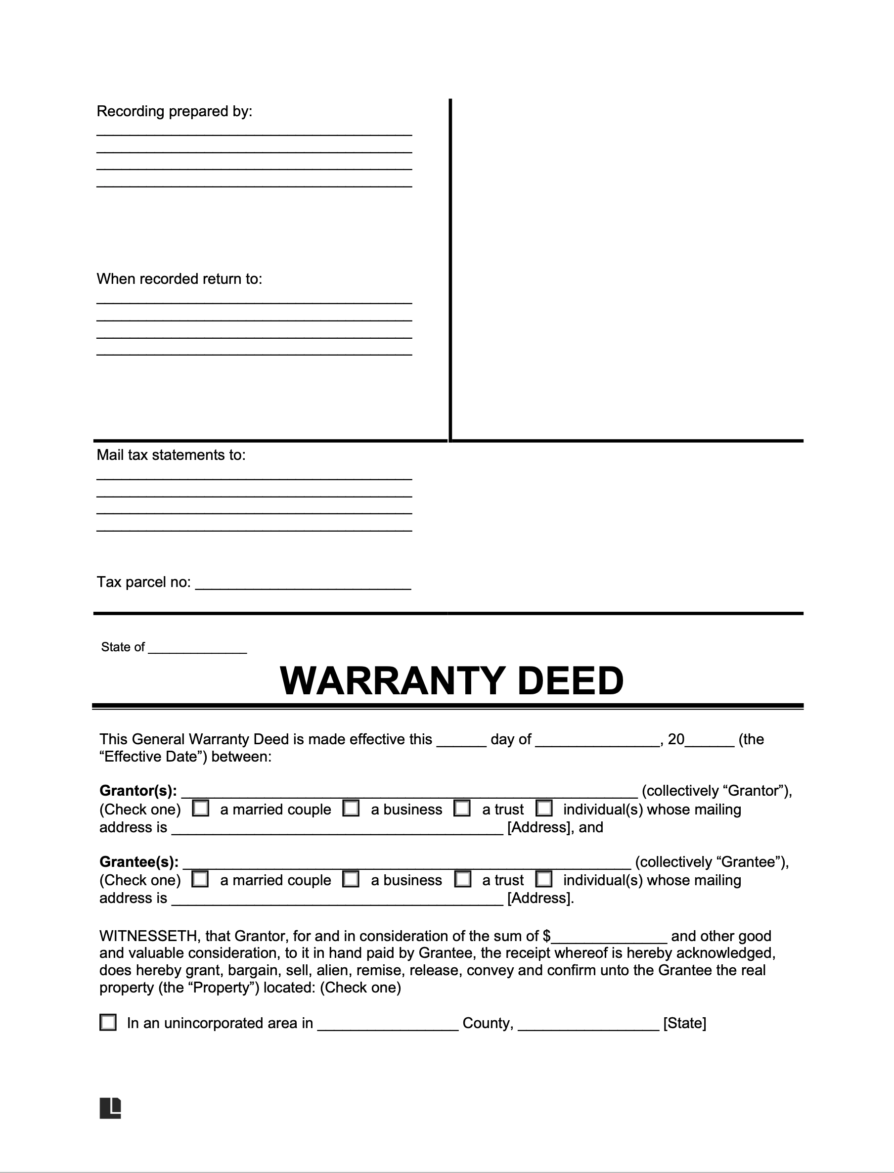 Free Warranty Deed Form Template PDF amp Word