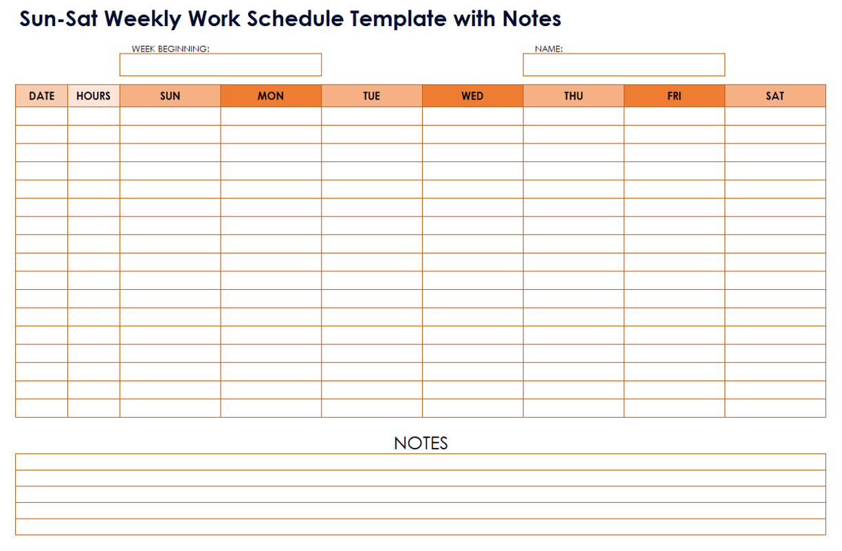 Printable Work Schedule Templates Printable Work Schedule Templates