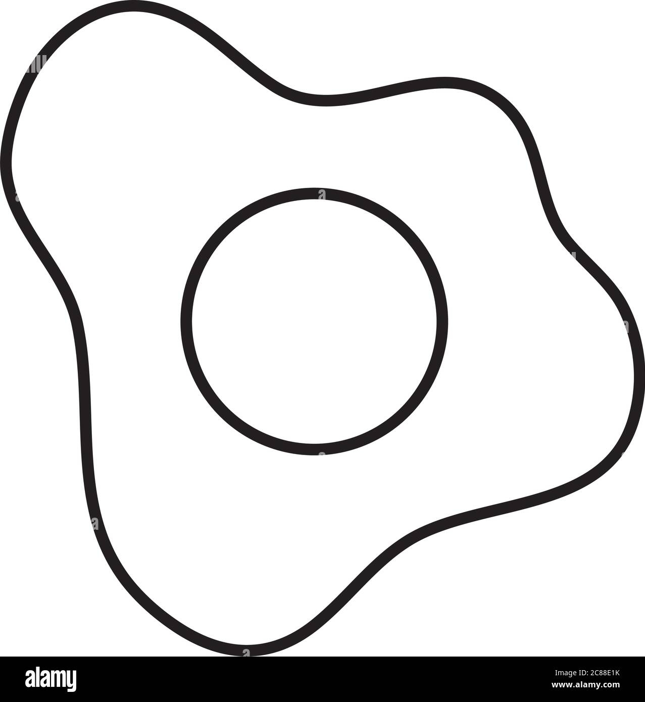 Fried Egg Icon Over White Background Line Style Vector