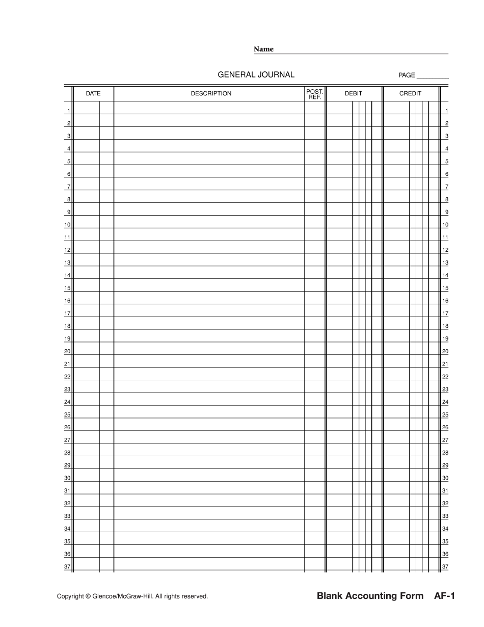 General Journal Template Fill Online Printable Fillable Blank