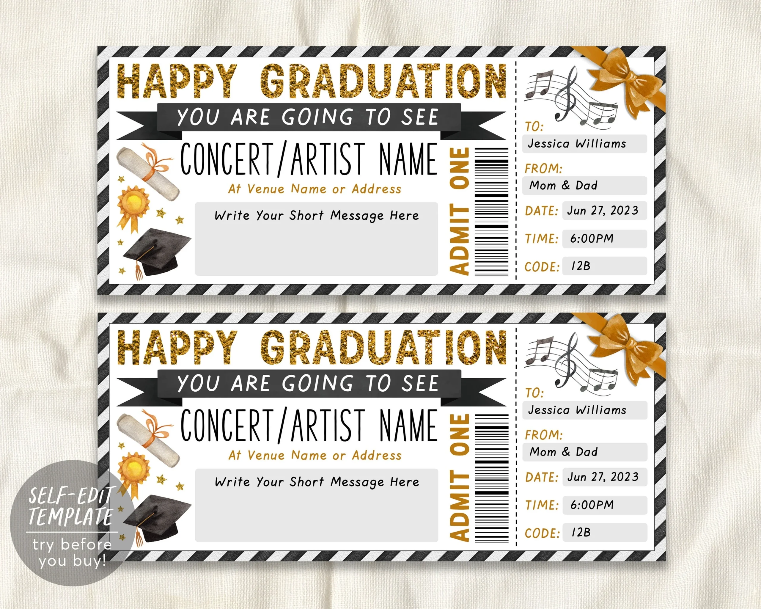 Printable Graduation Ticket Template