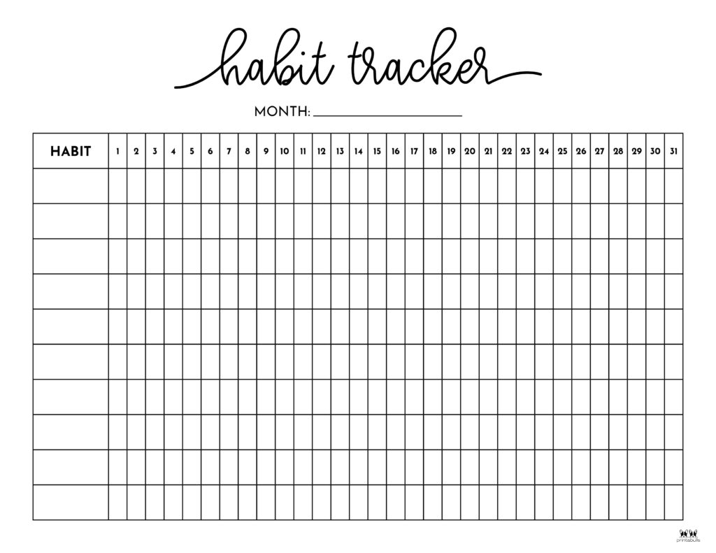 Printable Habit Tracker Template Free