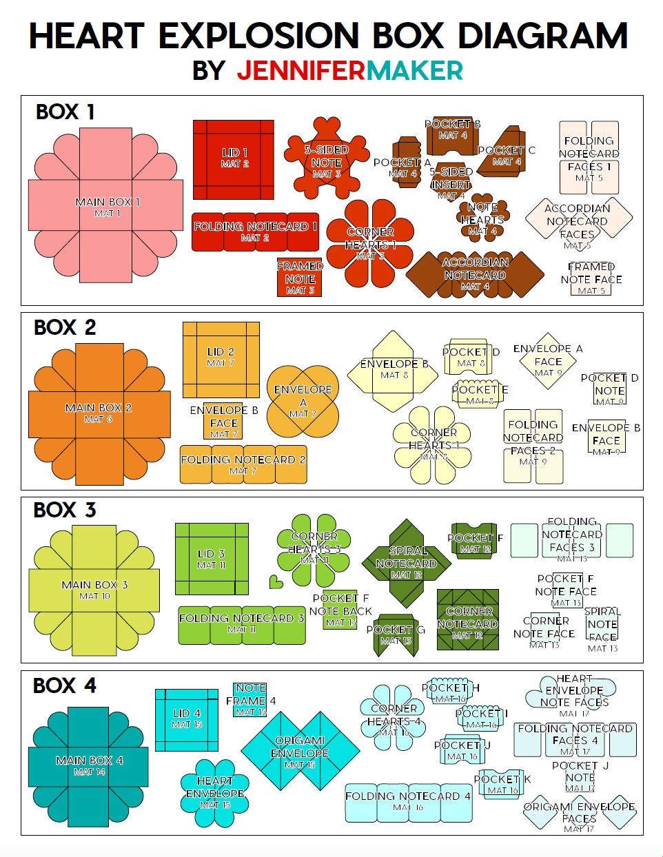 Heart Printable Explosion Box Template