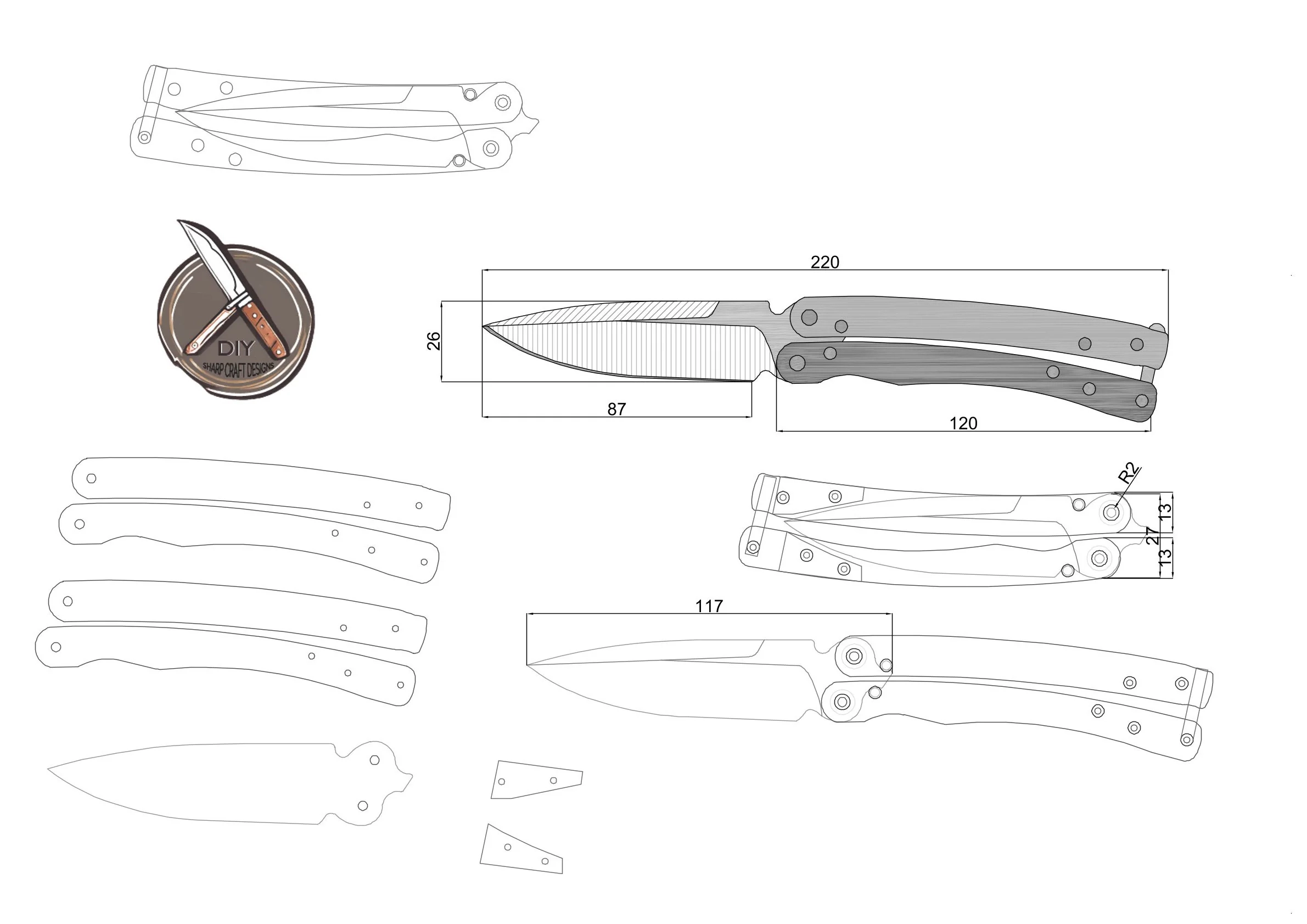 High quality DIY Knife Making Templates Digital Pdf DXF DWG 