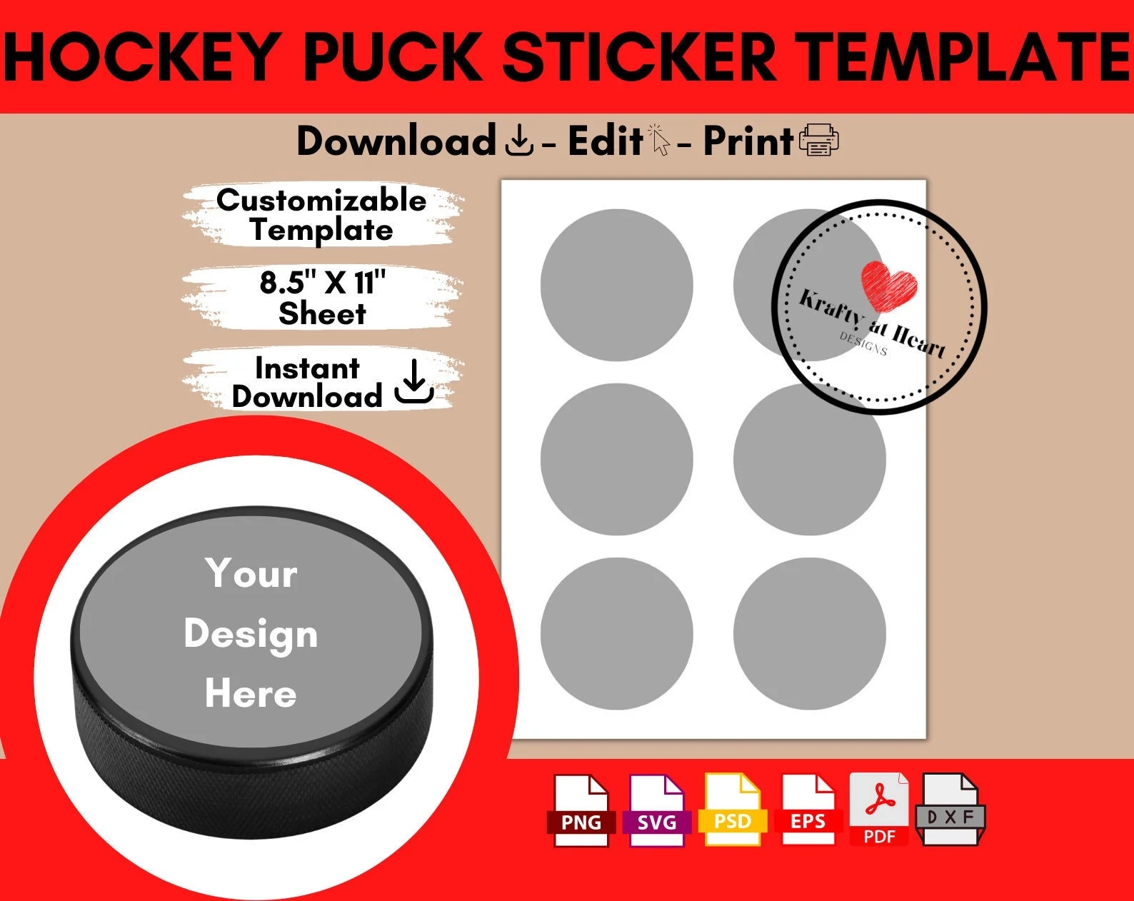 Hockey Puck Sticker Template Svg Png Psd Dxf Eps Pdf Canva