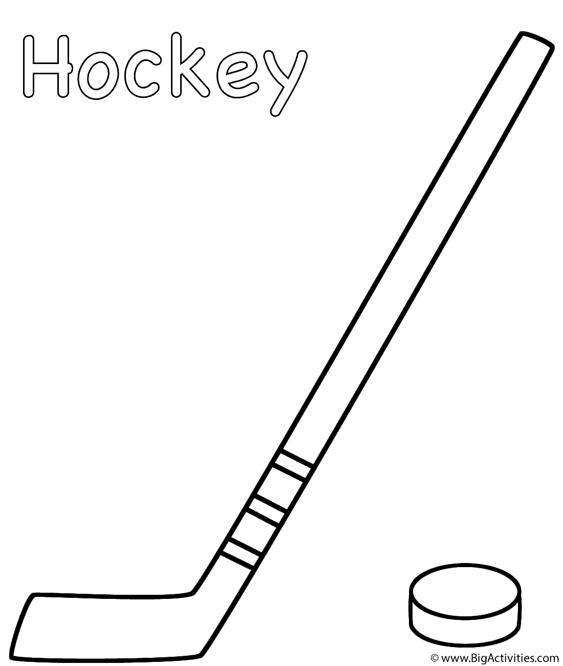 Hockey Stick With Puck Coloring Page Sports Hockey Stick With Puck Coloring Page Sports