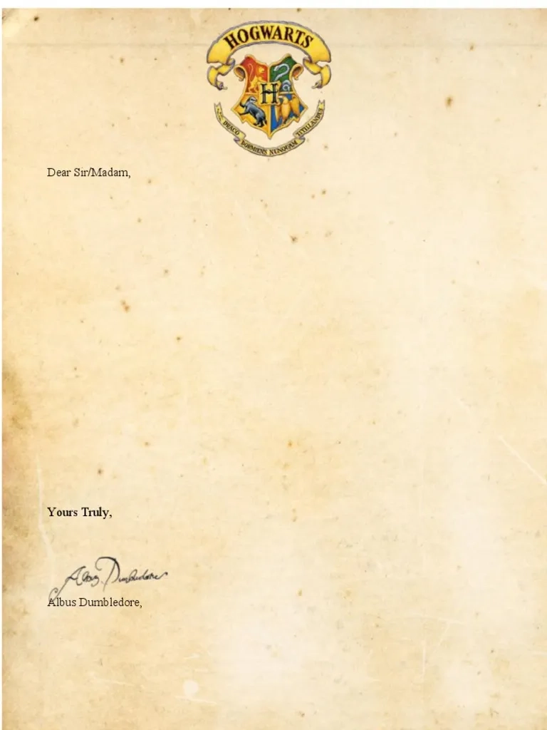 Hogwarts Acceptance Letter Template 28 PDF