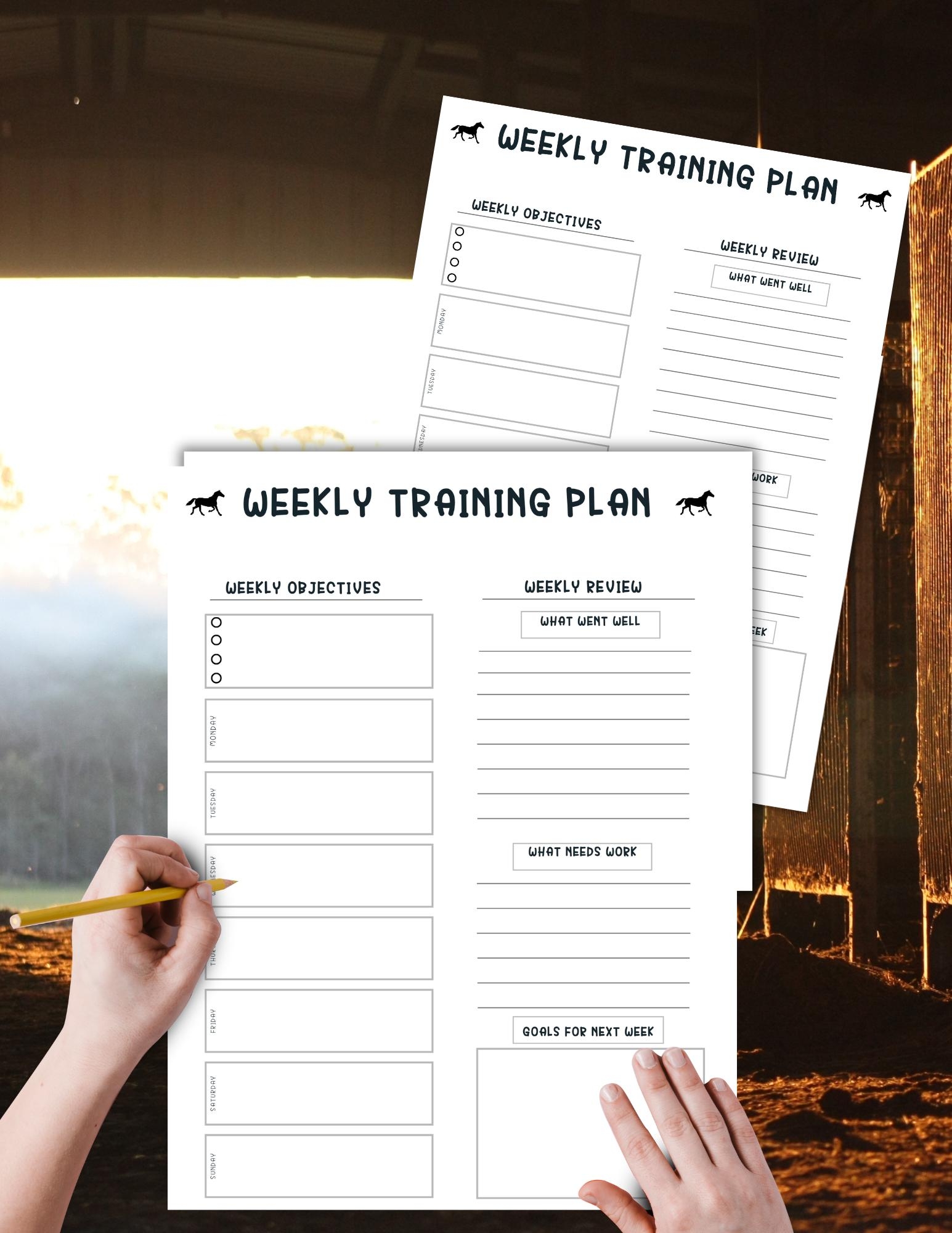 Printable Horse Training Schedule Template